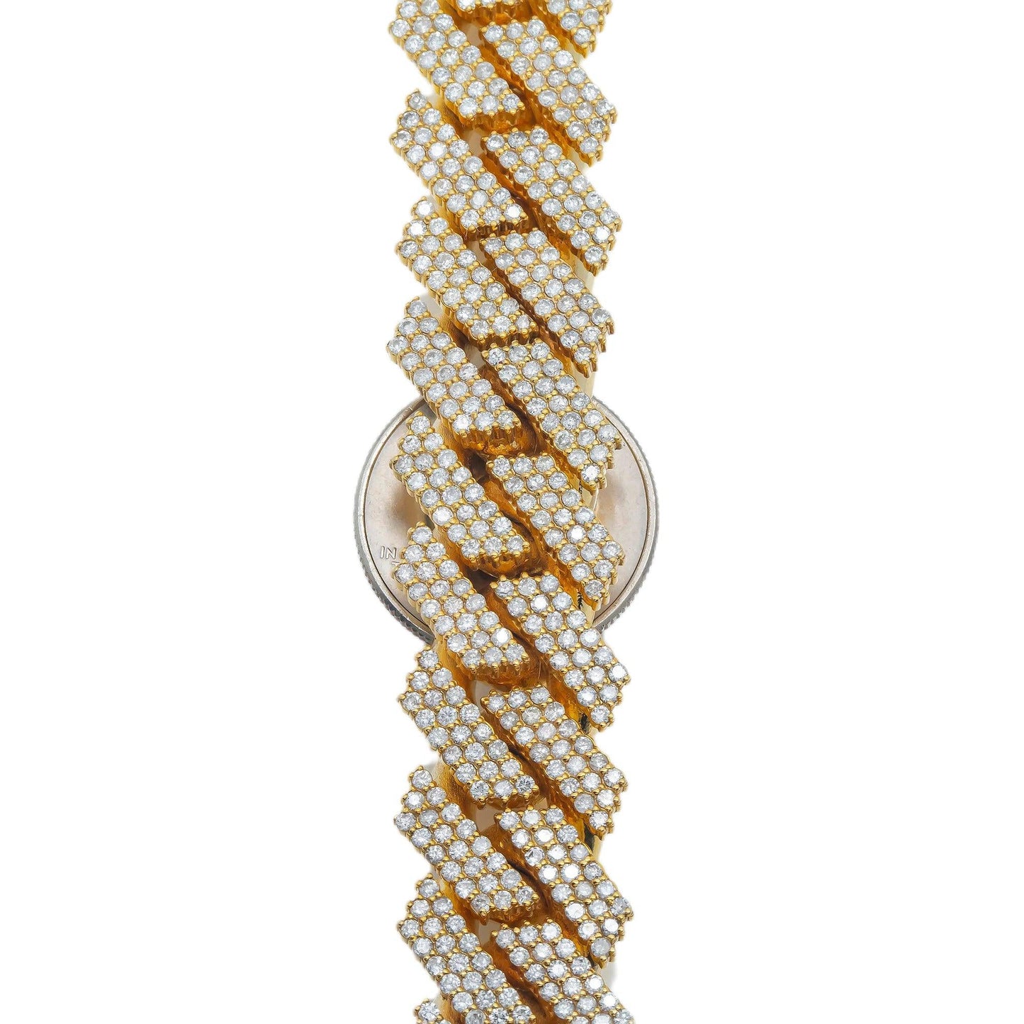 10K GOLD DIAMOND 22"/18MM PRONG CUBAN LINK CHAIN 42.45 CT