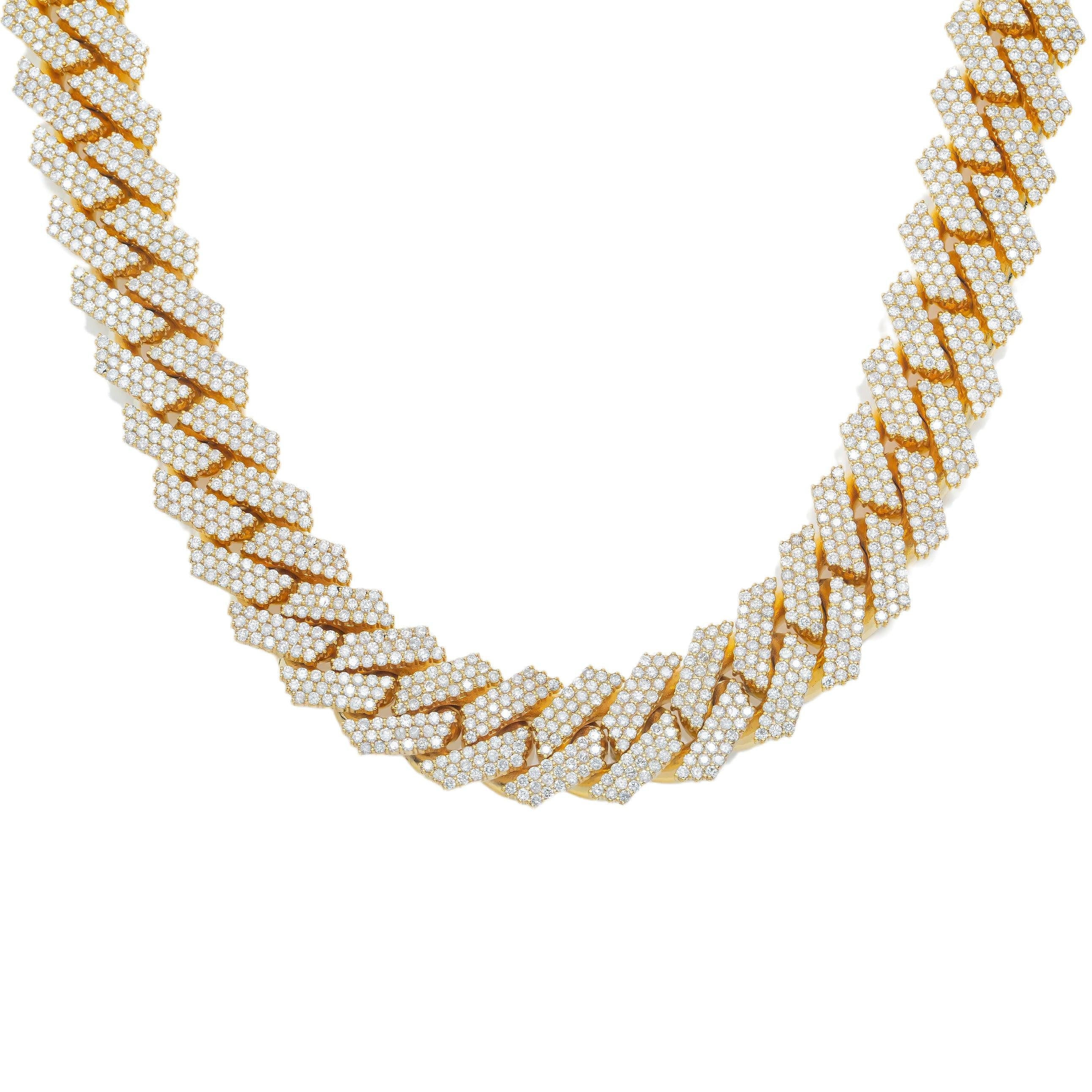 10K GOLD DIAMOND 22"/18MM PRONG CUBAN LINK CHAIN 42.45 CT