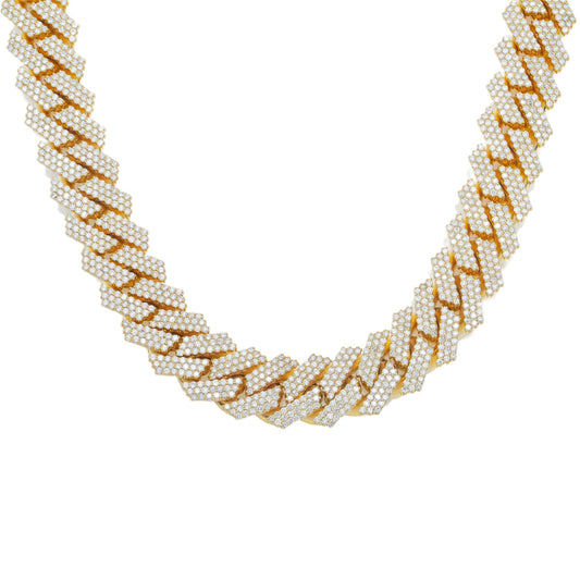 10K GOLD DIAMOND 22"/18MM PRONG CUBAN LINK CHAIN 42.45 CT