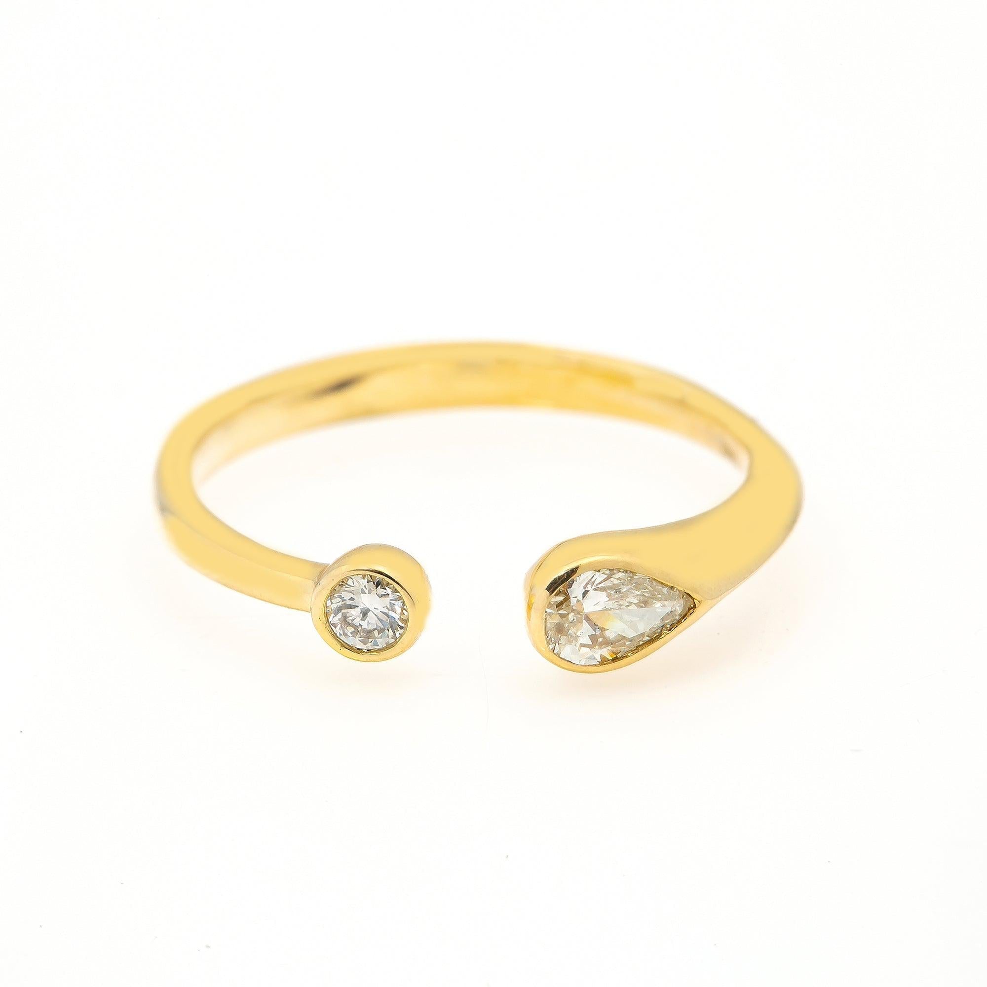 14K YELLOW GOLD TWO STONE OPEN RING WITH 0.45 CT DIAMONDS