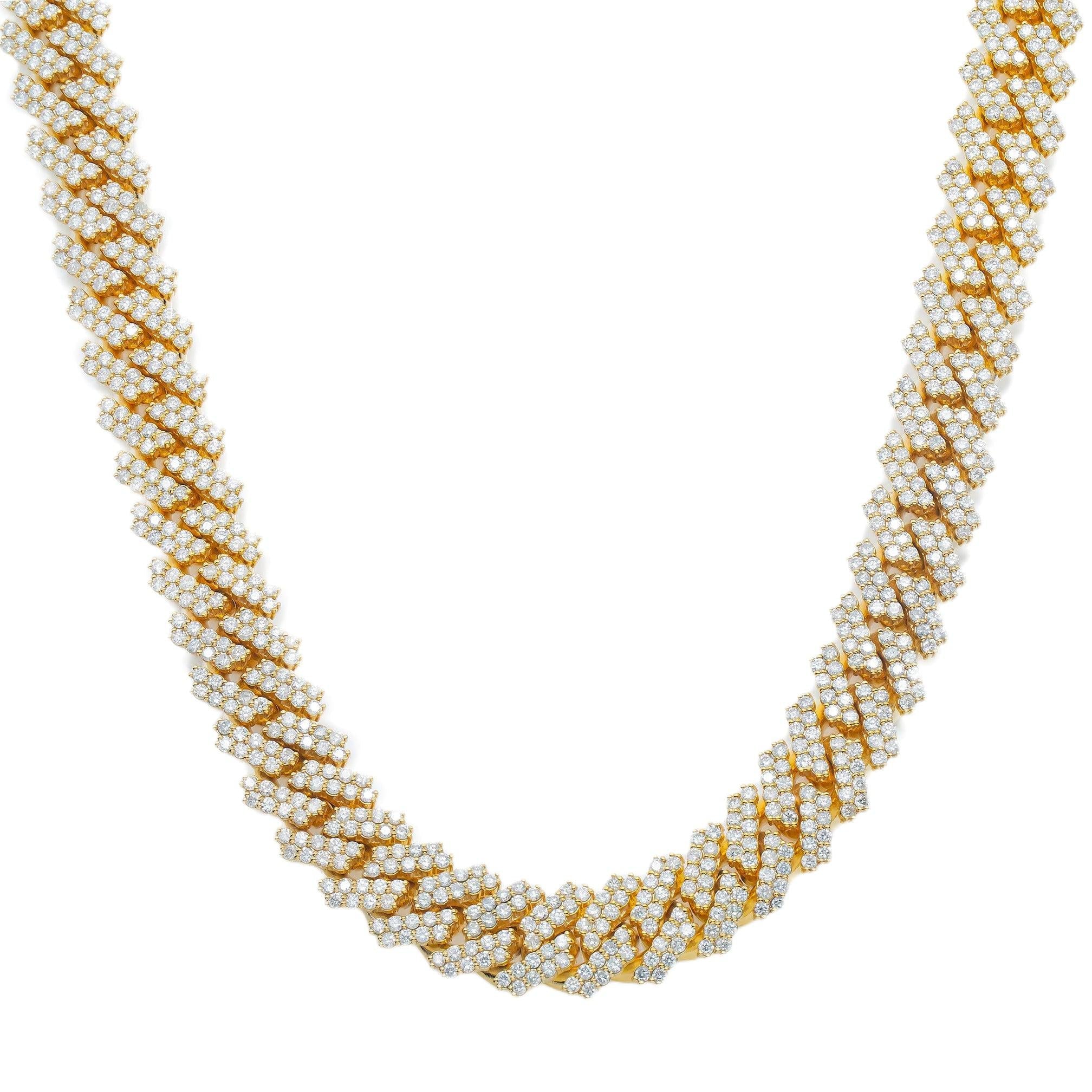 10K YELLOW GOLD DIAMOND 22"/14MM CUBAN LINK CHAIN 32.50 CT