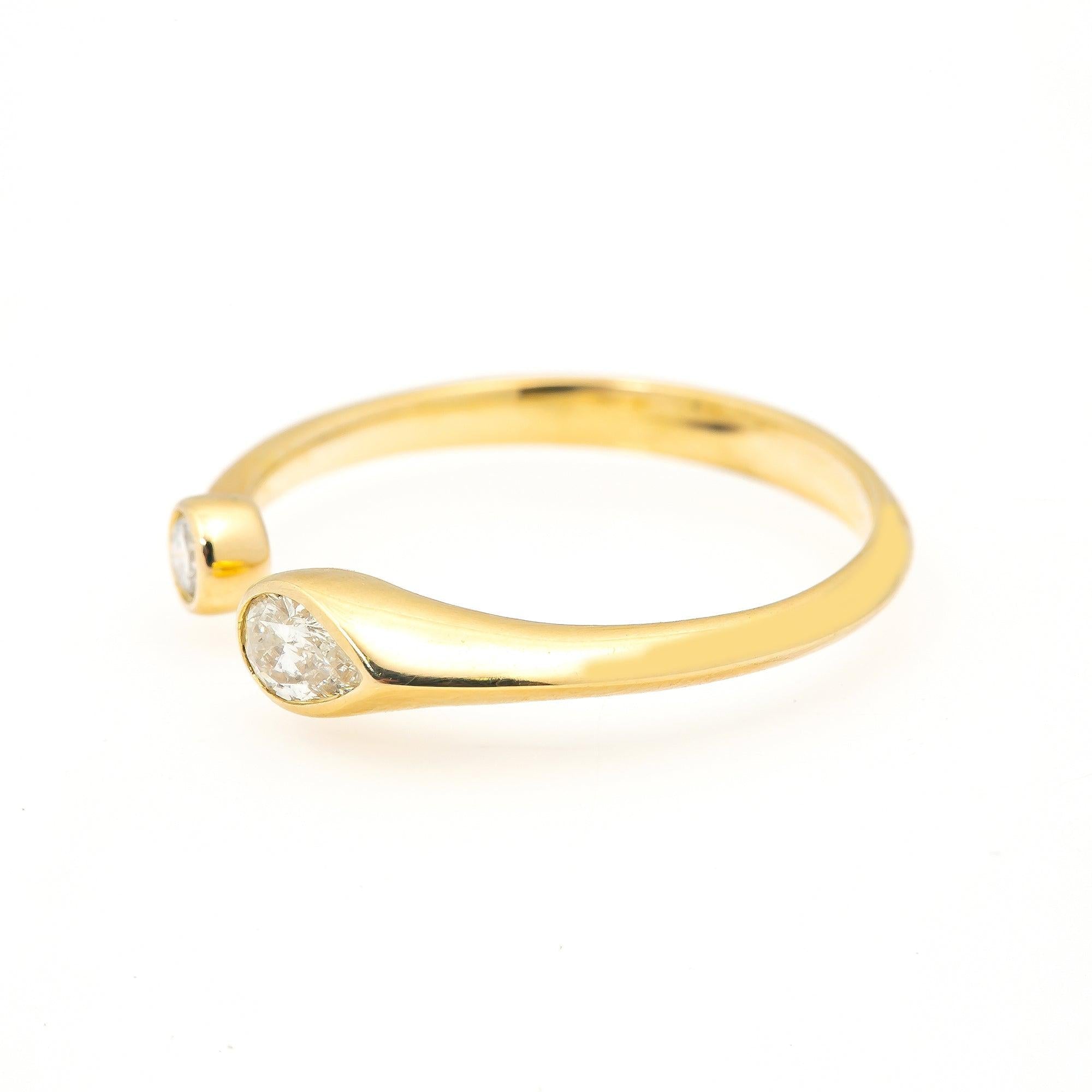 14K YELLOW GOLD TWO STONE OPEN RING WITH 0.45 CT DIAMONDS