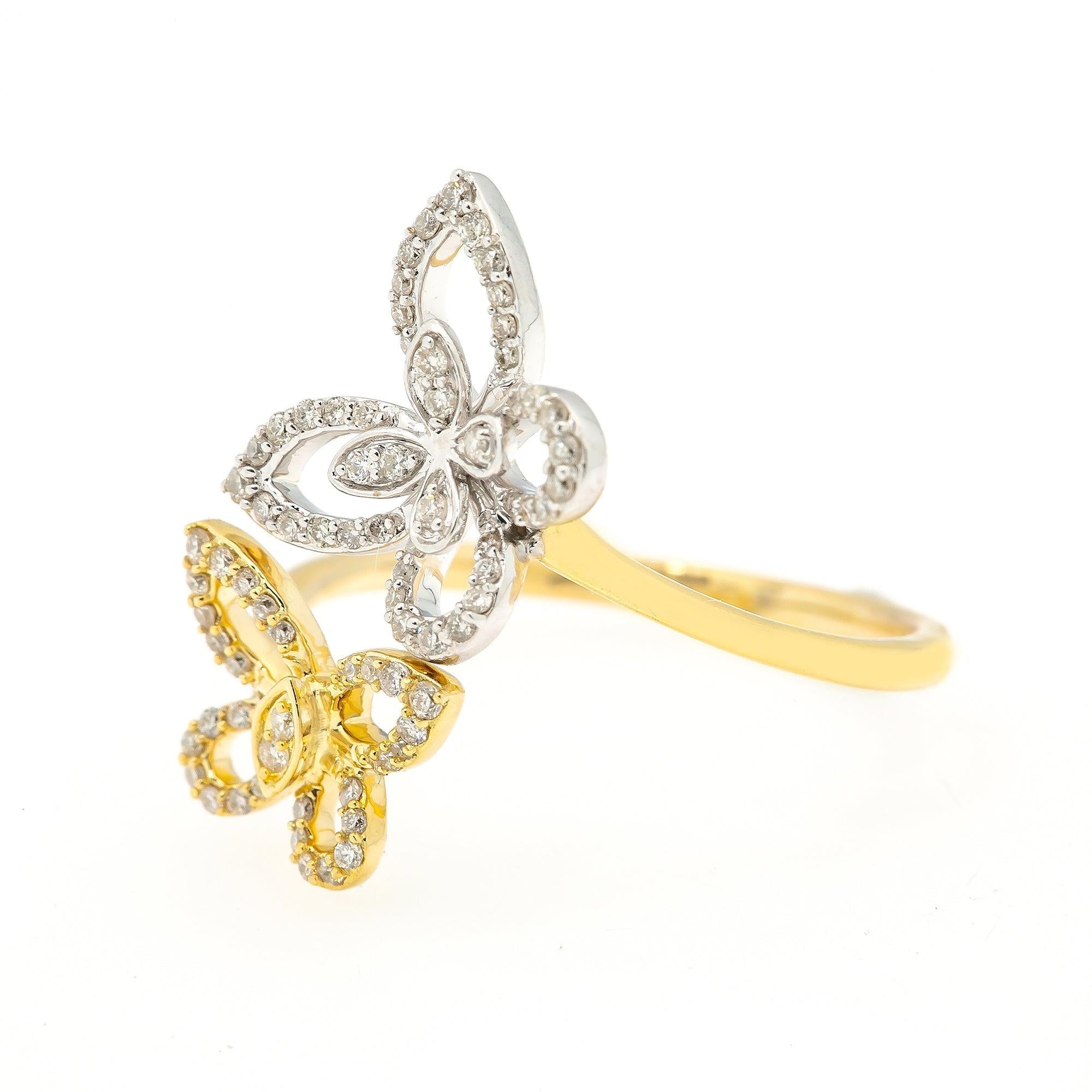 14K TWO TONE BUTTERFLY RING WITH 0.60 CT DIAMONDS