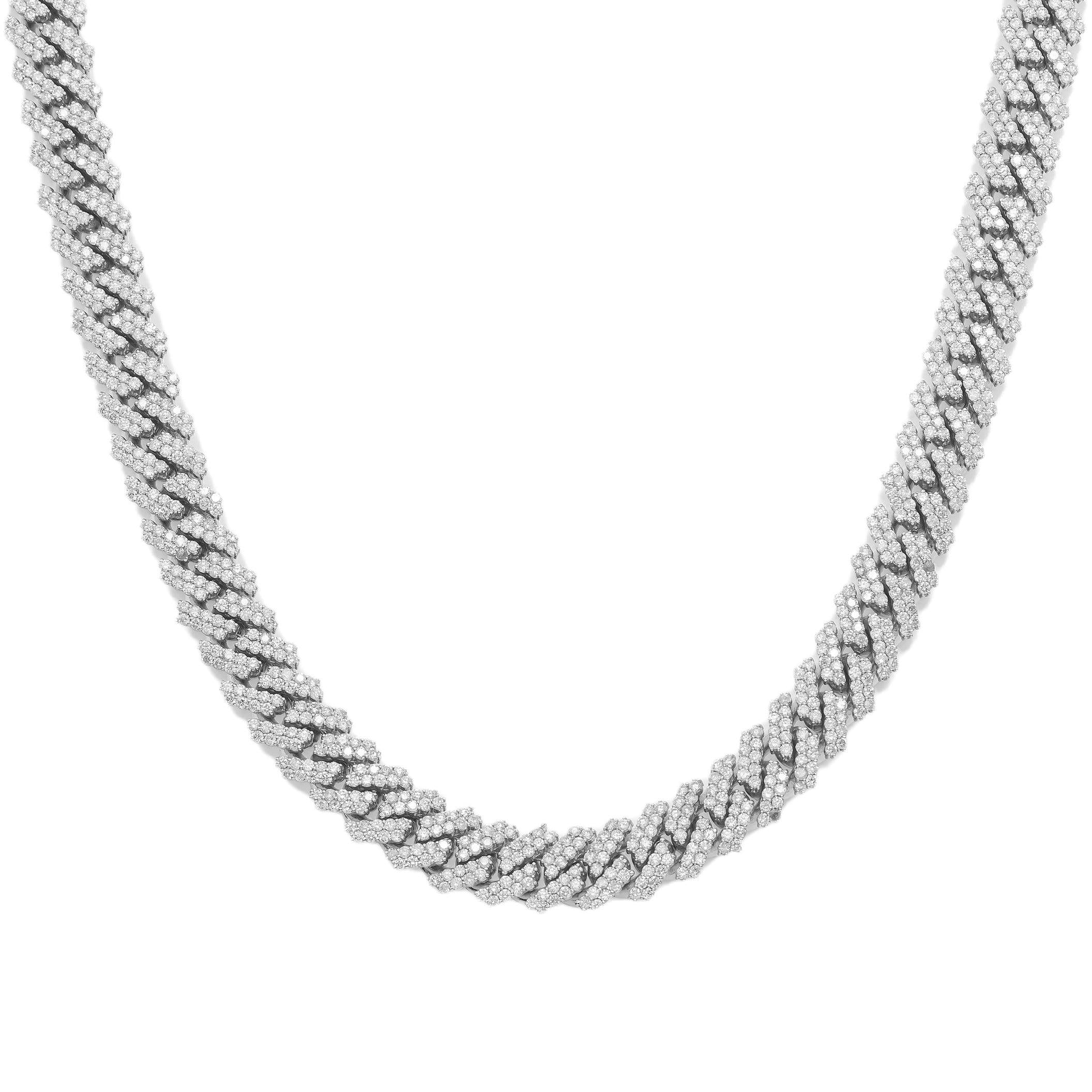 10K WHITE GOLD DIAMOND 22"/12MM CUBAN LINK CHAIN 21.35 CT