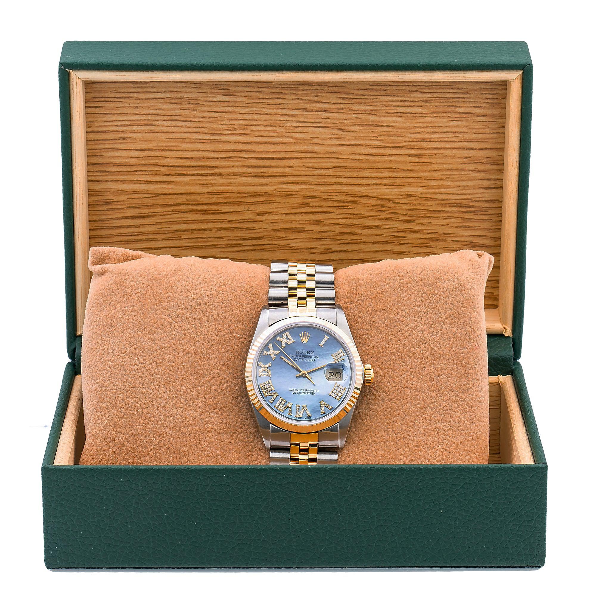 Rolex Datejust 16013 36MM Blue Diamond Dial With 3.25 CT Diamonds