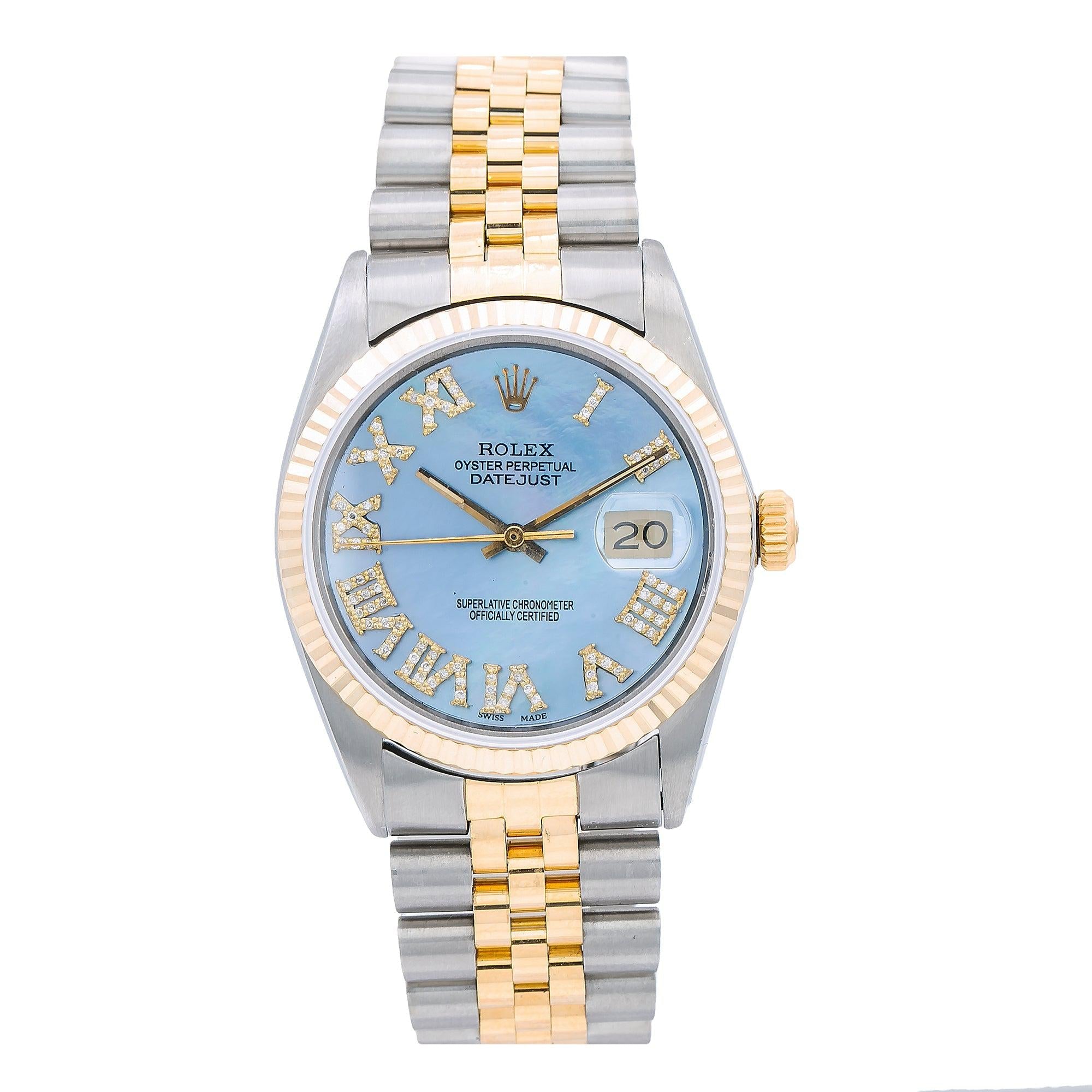 Rolex Datejust 16013 36MM Blue Diamond Dial With 3.25 CT Diamonds