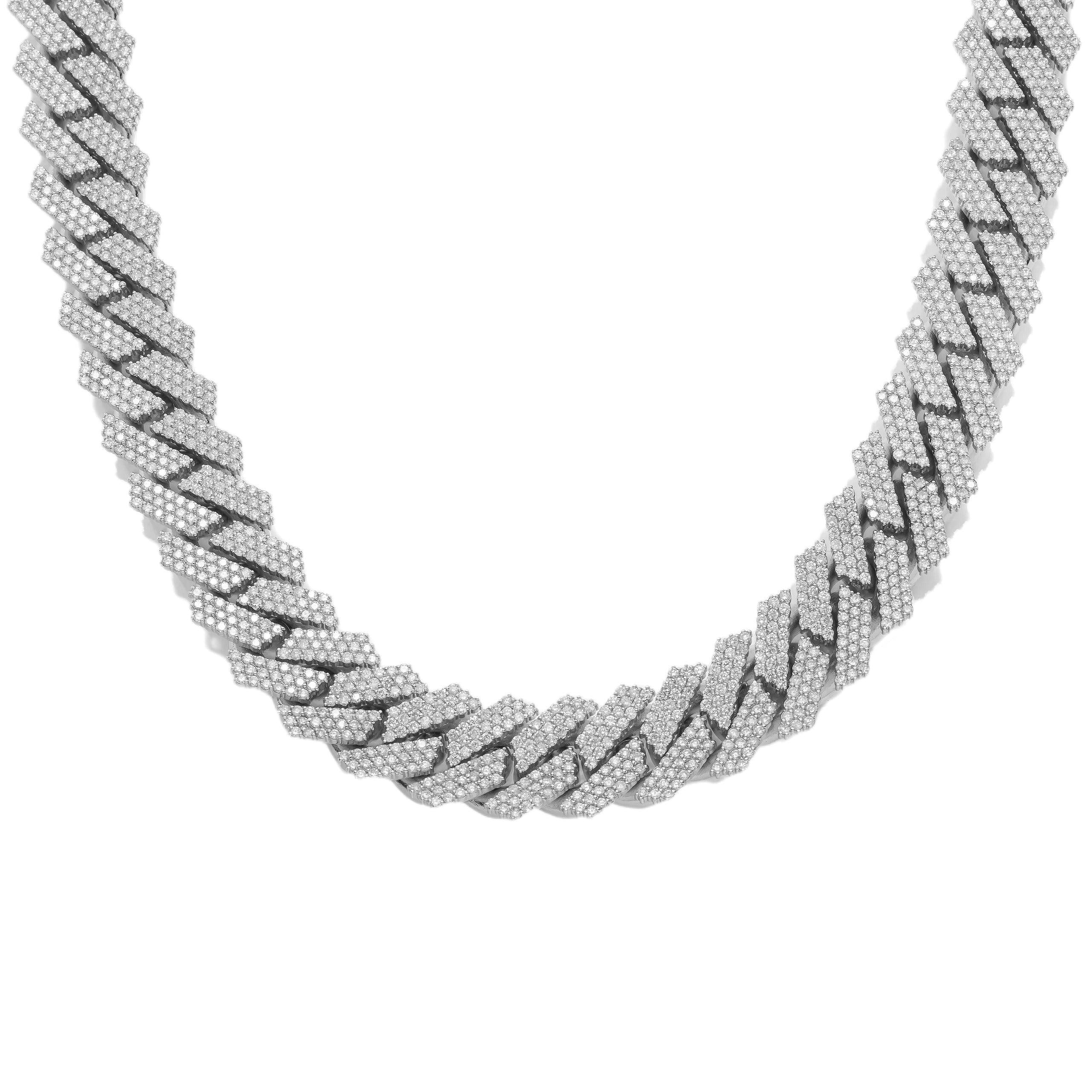 10K WHITE GOLD DIAMOND 20"/18MM CUBAN LINK CHAIN 35.75 CT