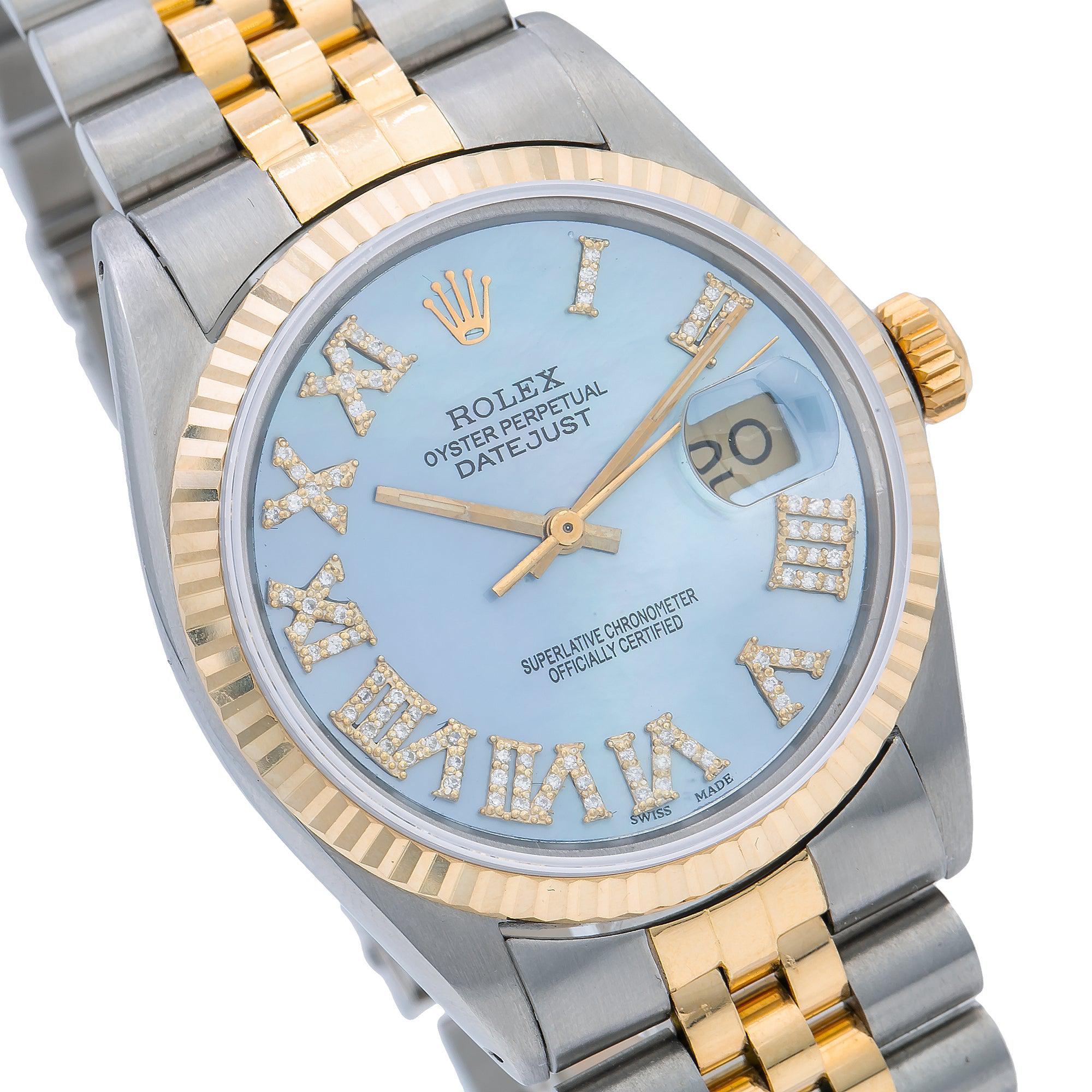 Rolex Datejust 16013 36MM Blue Diamond Dial With 3.25 CT Diamonds
