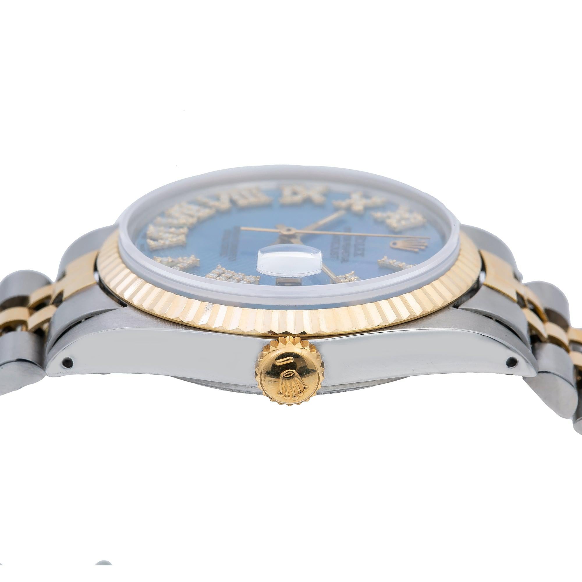 Rolex Datejust 16013 36MM Blue Diamond Dial With 3.25 CT Diamonds