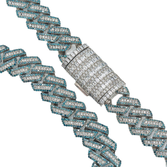 14K WHITE GOLD DIAMOND 22"/14MM CUBAN LINK CHAIN 28 CT
