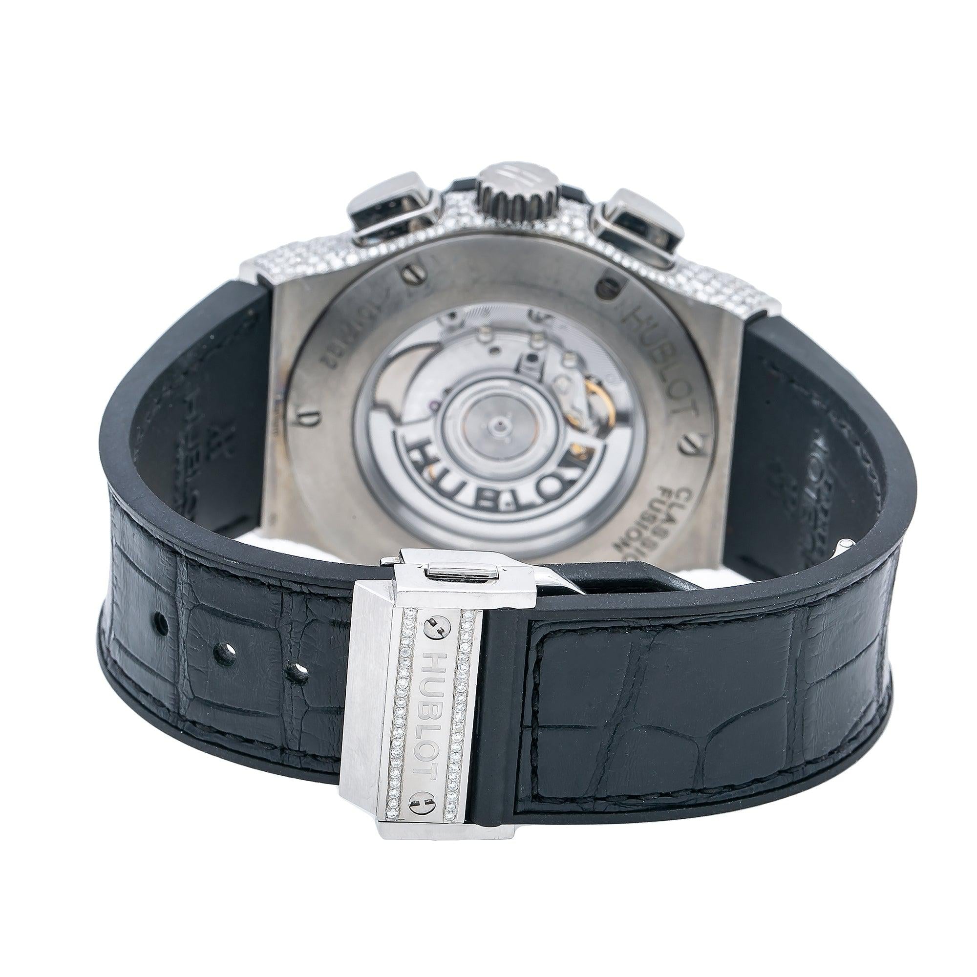 Hublot Classic Fusion Chronograph 45MM White Dial With 9.50 CT Diamonds