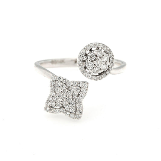 14K GOLD DIAMOND XO CLUSTER TWO STONE RING 0.90 CT