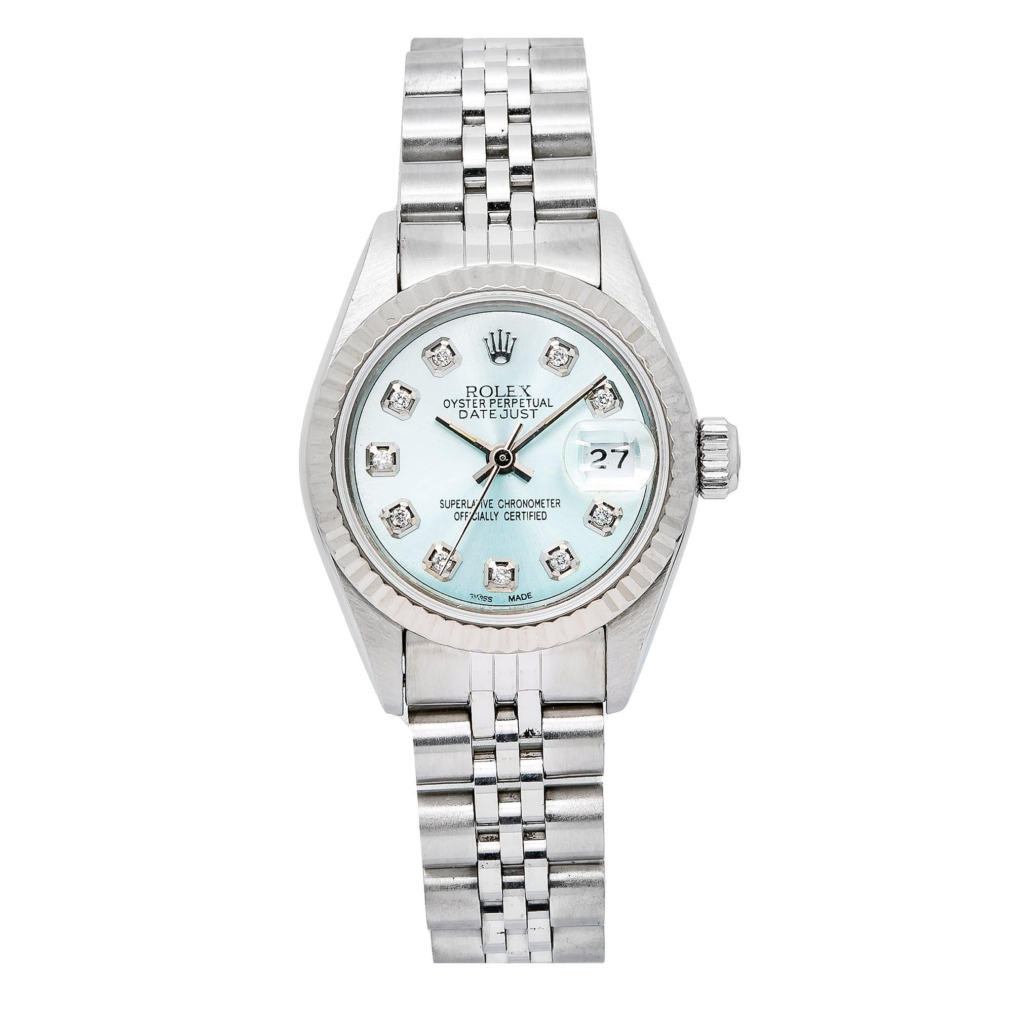 Rolex Lady-Datejust 69174 26MM Blue Diamond Dial With Stainless Steel Bracelet