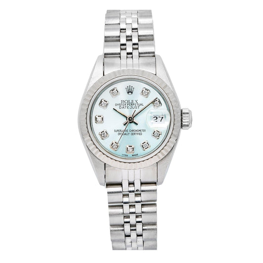 Rolex Lady-Datejust 69174 26MM Blue Diamond Dial With Stainless Steel Bracelet