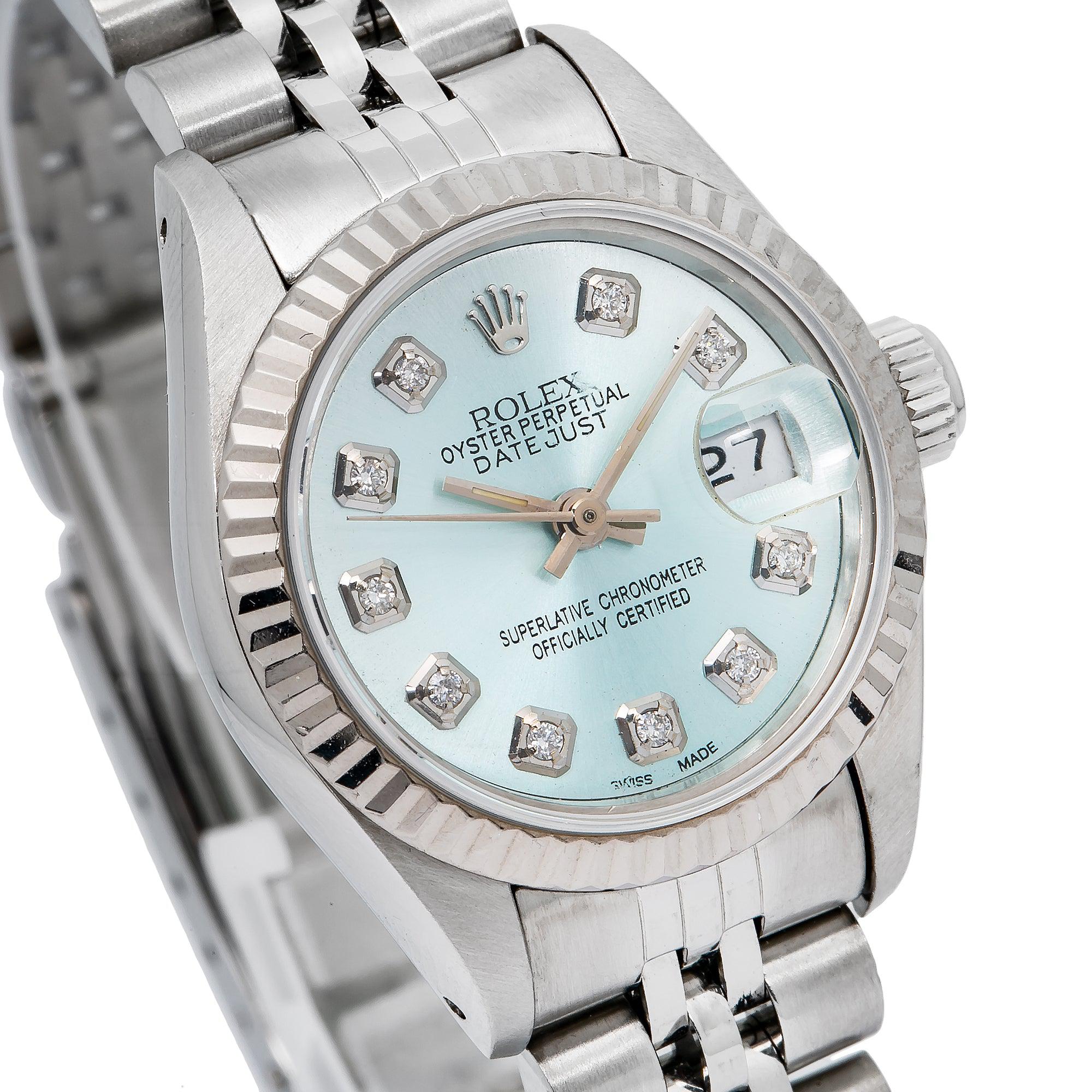 Rolex Lady-Datejust 69174 26MM Blue Diamond Dial With Stainless Steel Bracelet