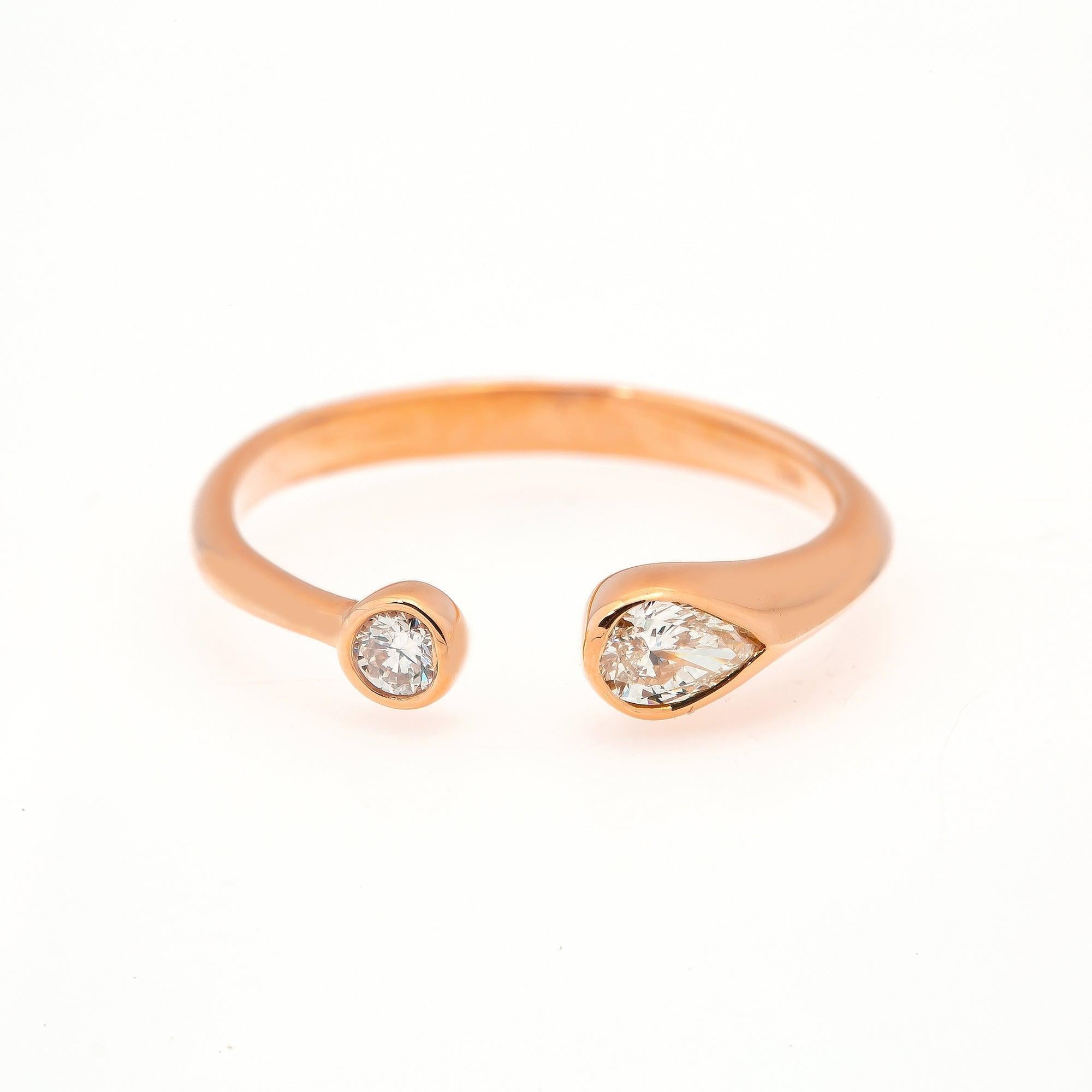 14K GOLD TWO DIAMOND OPEN RING 0.25 CT