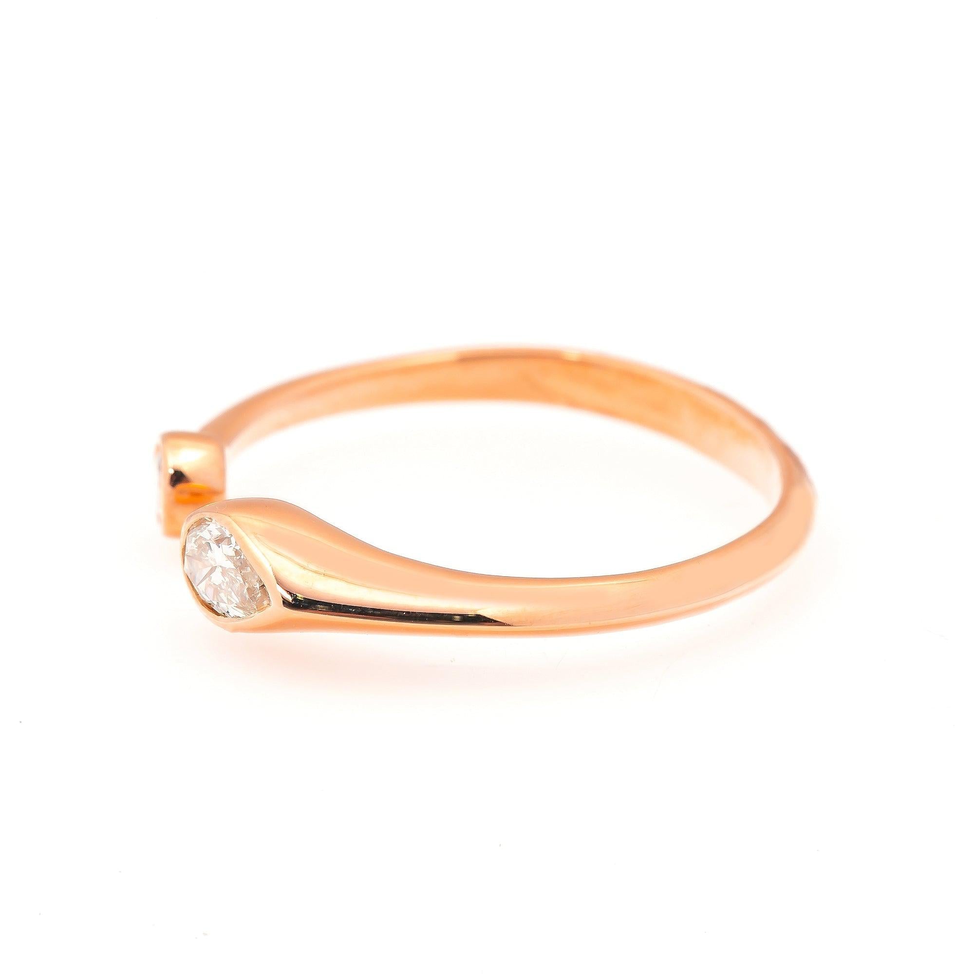 14K GOLD TWO DIAMOND OPEN RING 0.25 CT