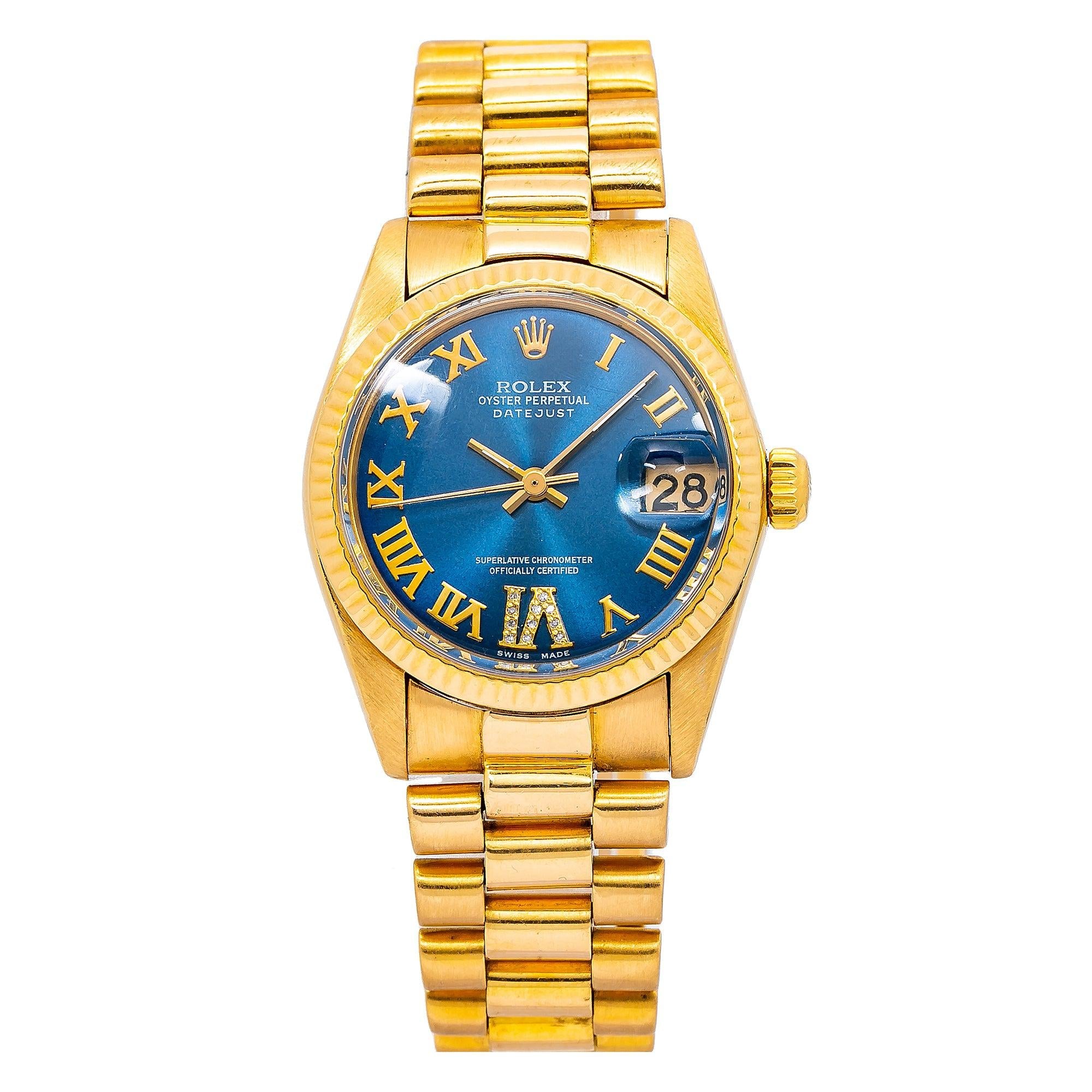 Rolex Datejust 68278 31MM Blue Dial With Yellow Gold Bracelet