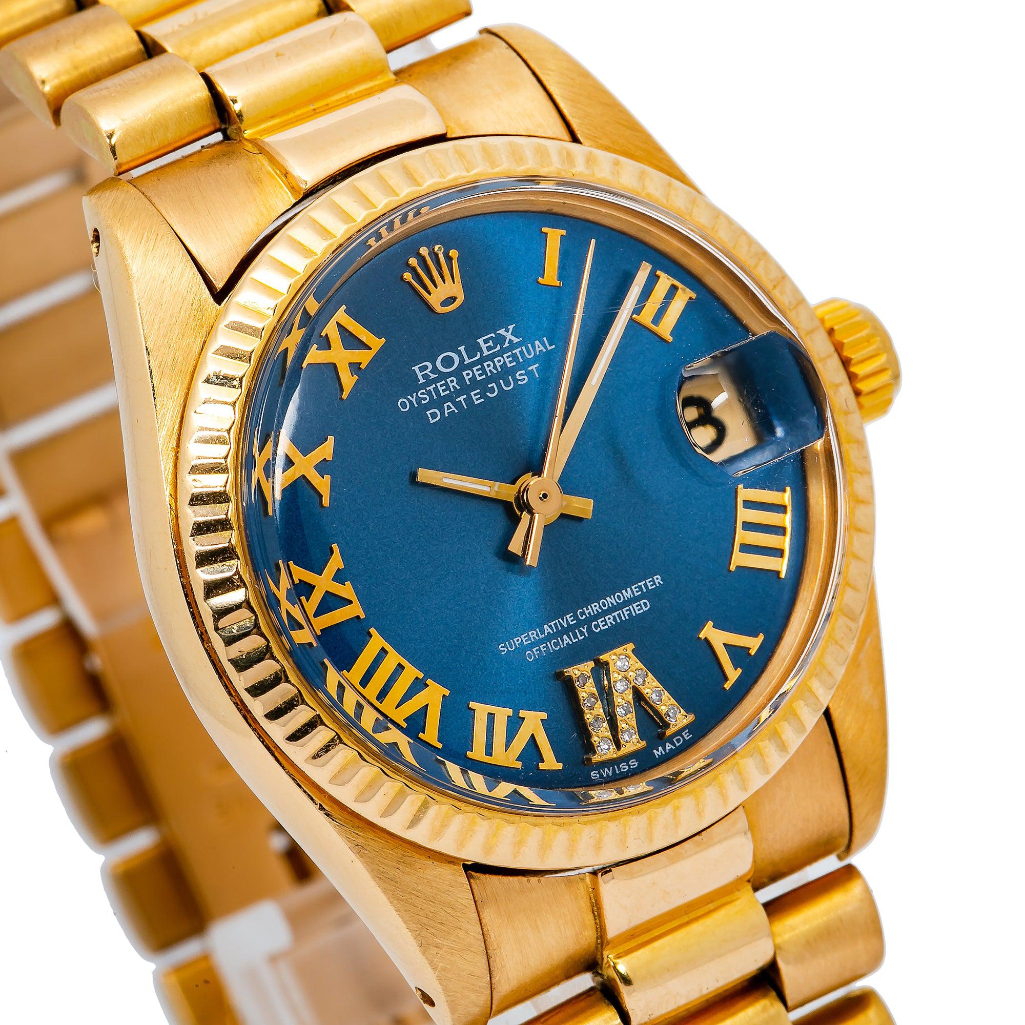 Rolex Datejust 68278 31MM Blue Dial With Yellow Gold Bracelet