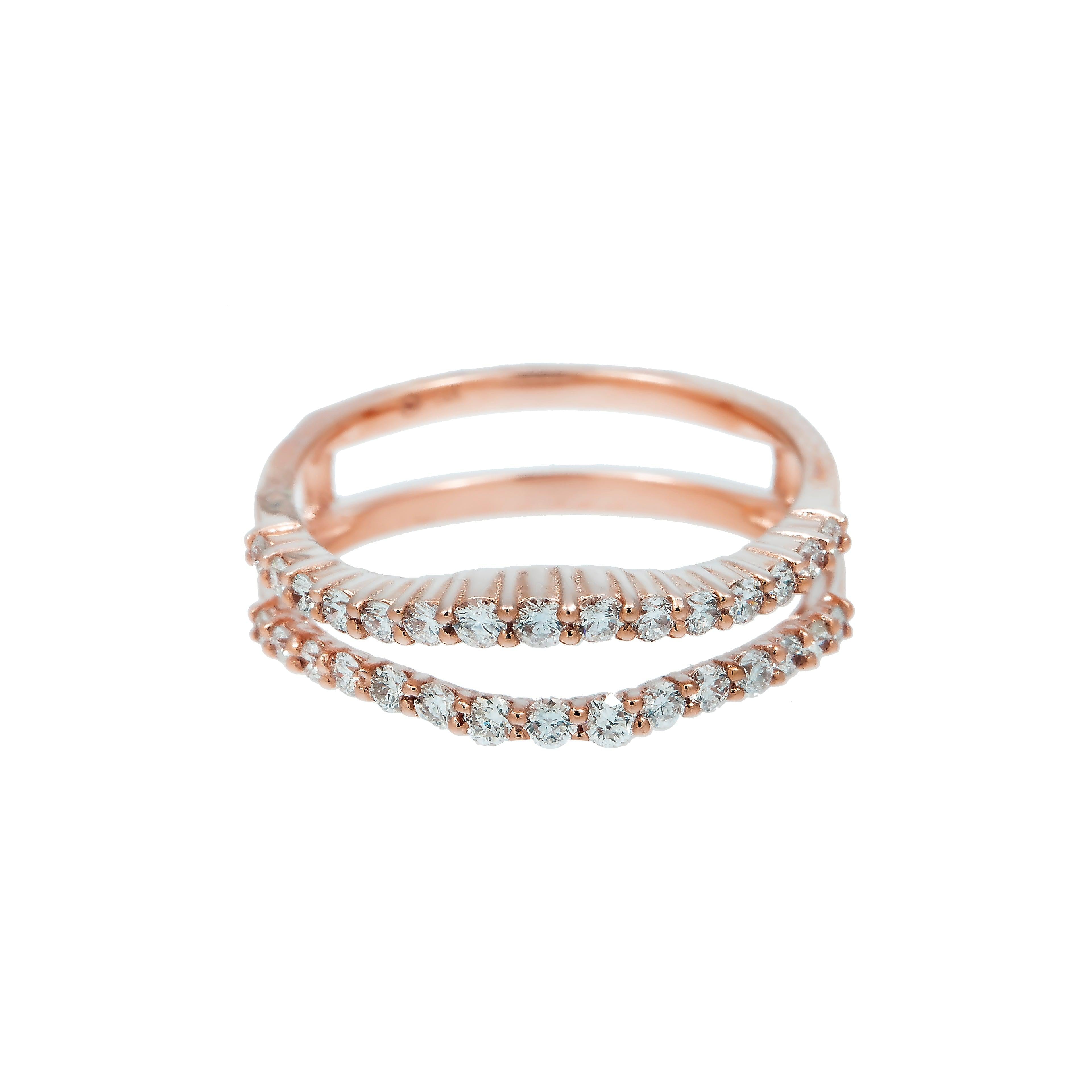 14K GOLD DIAMOND BRIDAL RING GUARD 0.60 CT