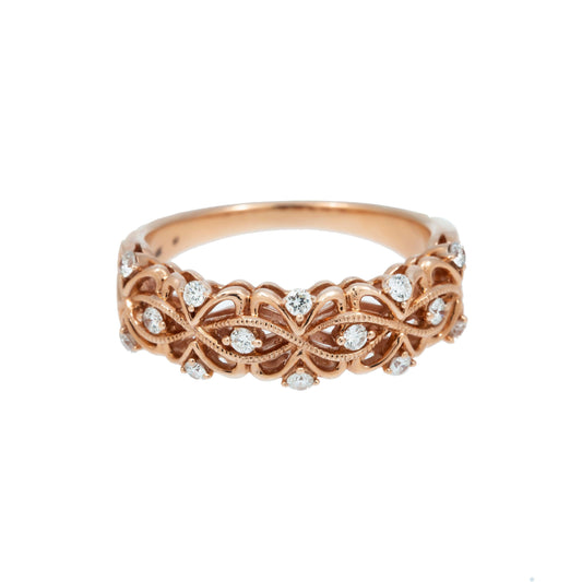 14K GOLD MARQUISE DIAMOND SIDEWAYS WIRE BAND 0.25 CT