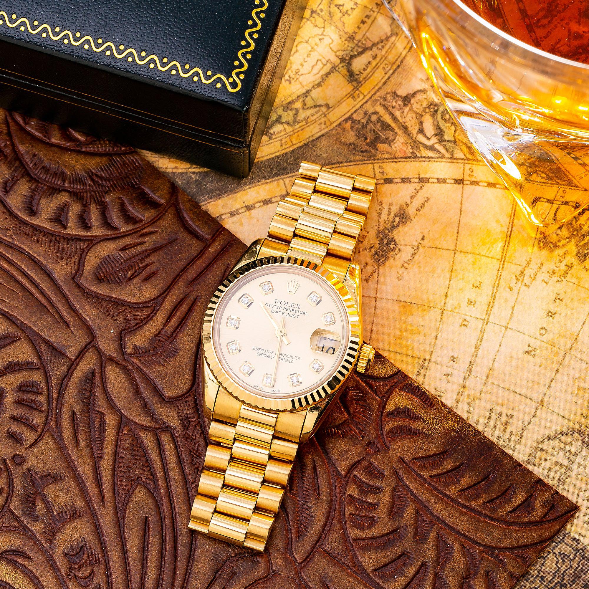 Rolex Datejust 68278 31MM Champagne Diamond Dial With Yellow Gold President Bracelet