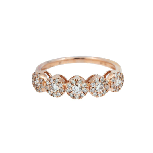 14K GOLD DIAMOND 5-STONE CLUSTER BAND 0.75 CT