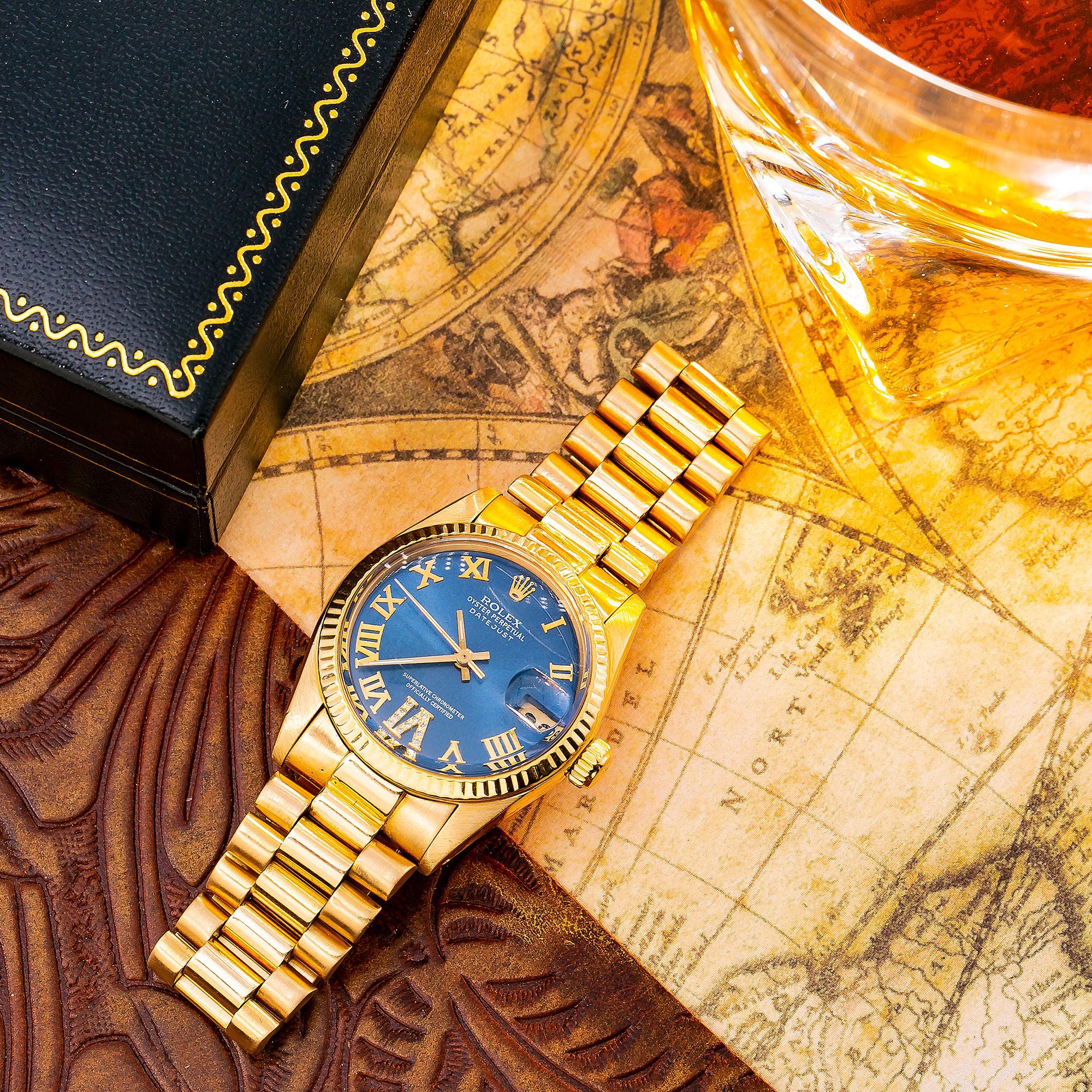 Rolex Datejust 68278 31MM Blue Dial With Yellow Gold Bracelet