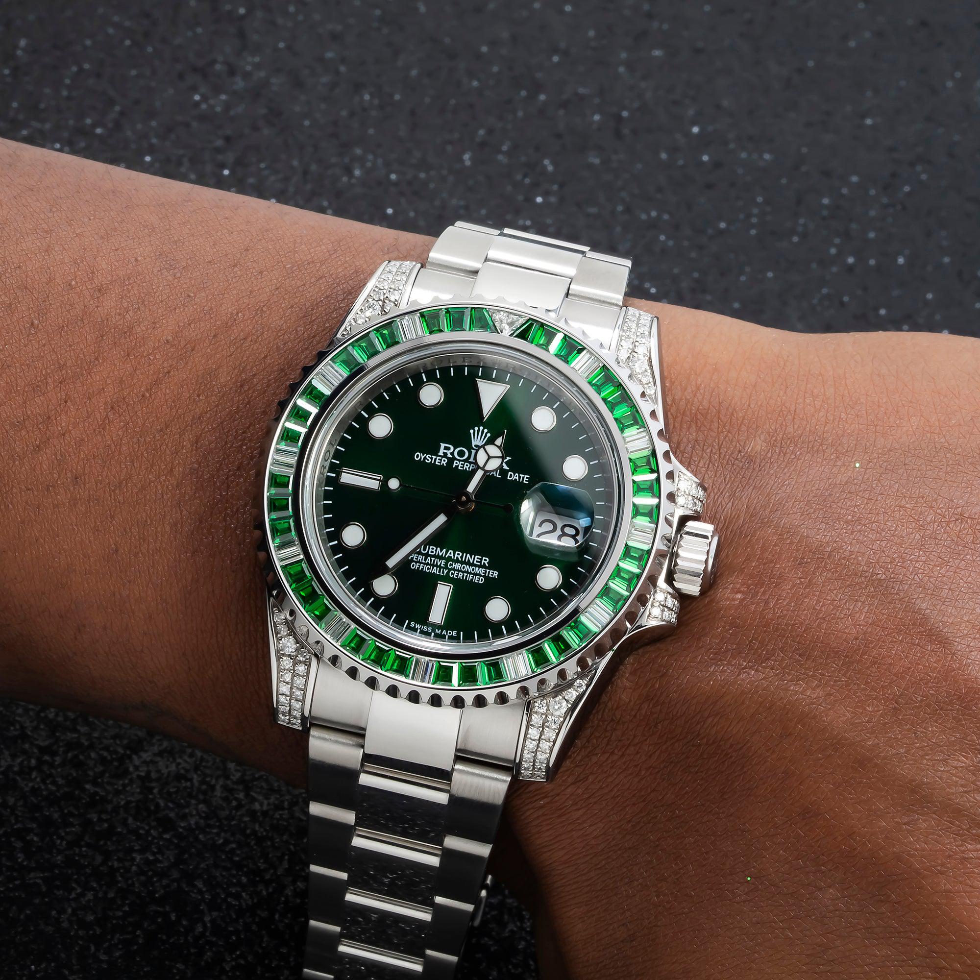 Rolex Submariner Date 116610LN 40MM Green Dial With Diamond Lugs And Bezel