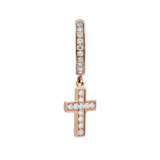 14K GOLD DIAMOND DANGLING CROSS EARRINGS 0.55 CTW