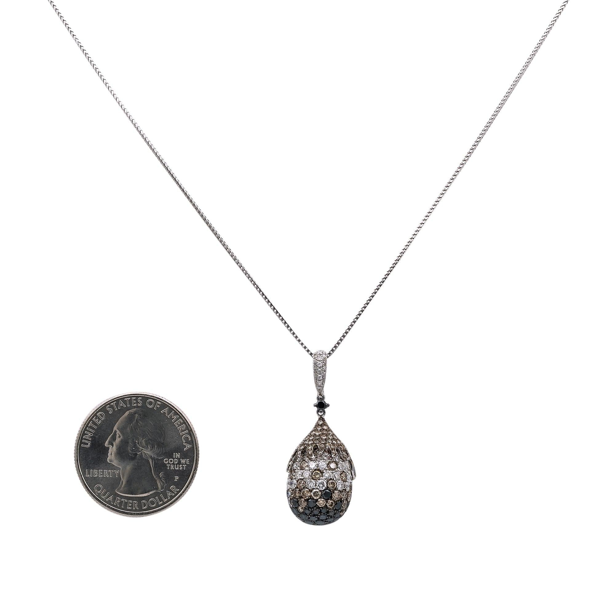 18K WHITE GOLD DIAMOND DROP PENDANT 4.45 CT