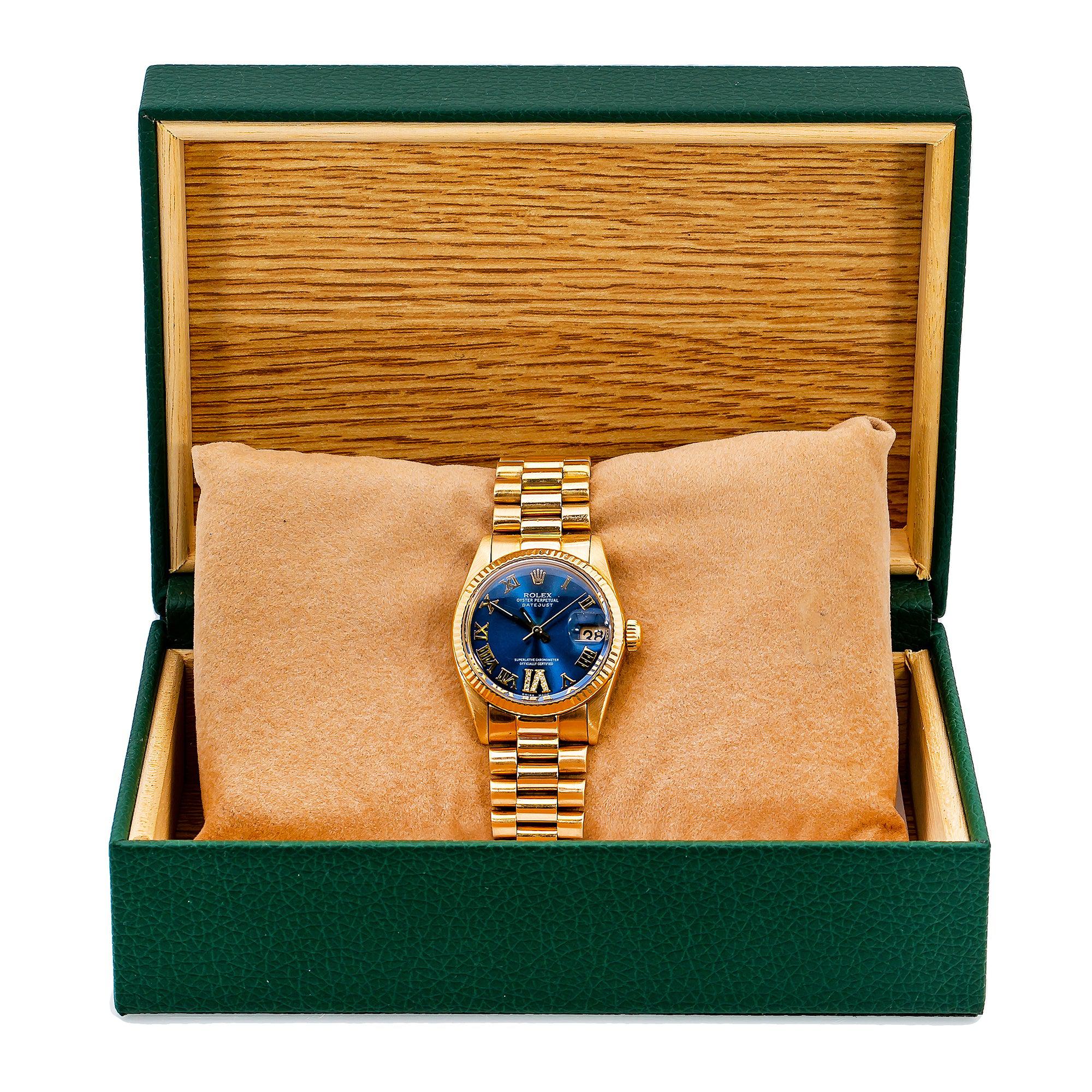 Rolex Datejust 68278 31MM Blue Dial With Yellow Gold Bracelet