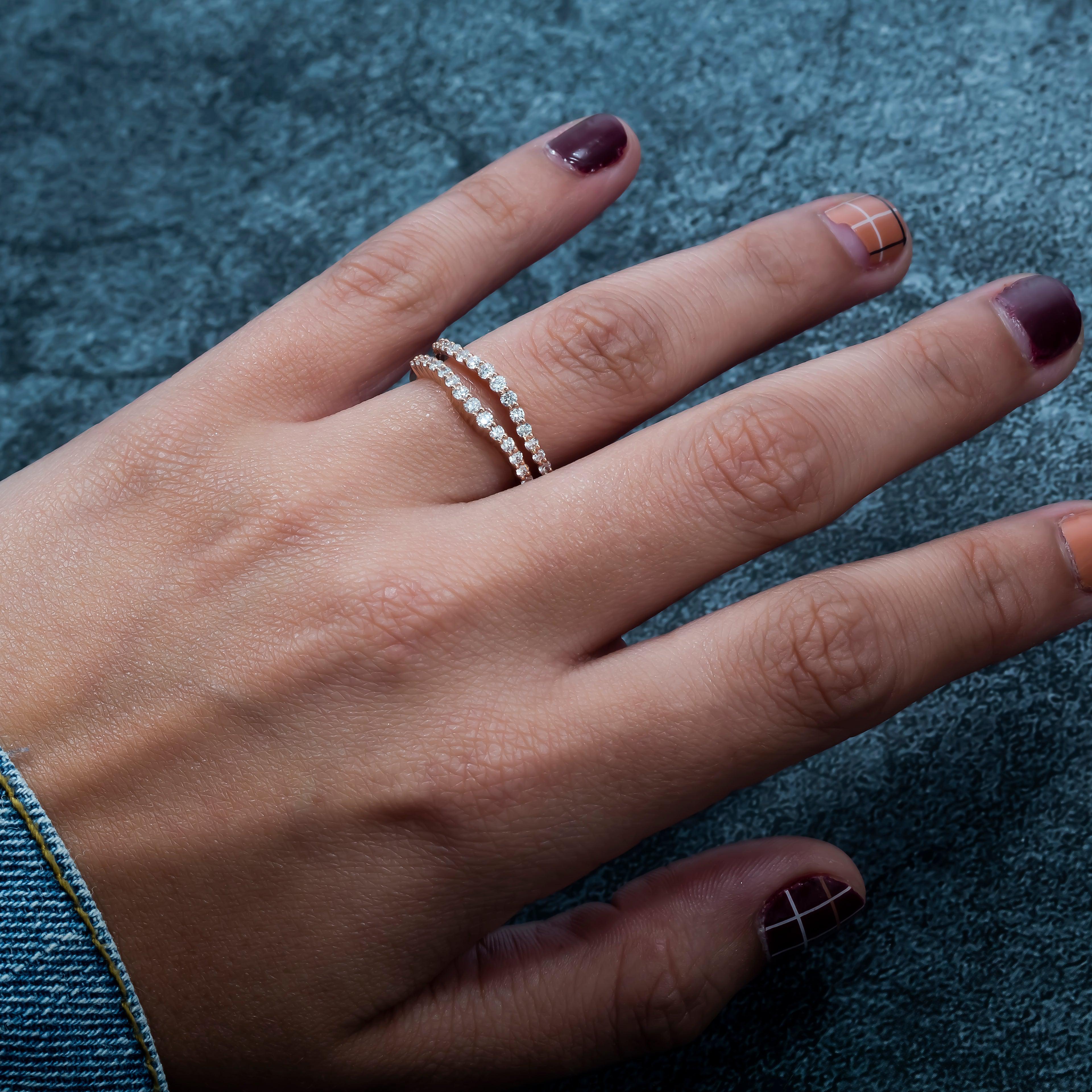 14K GOLD DIAMOND BRIDAL RING GUARD 0.60 CT