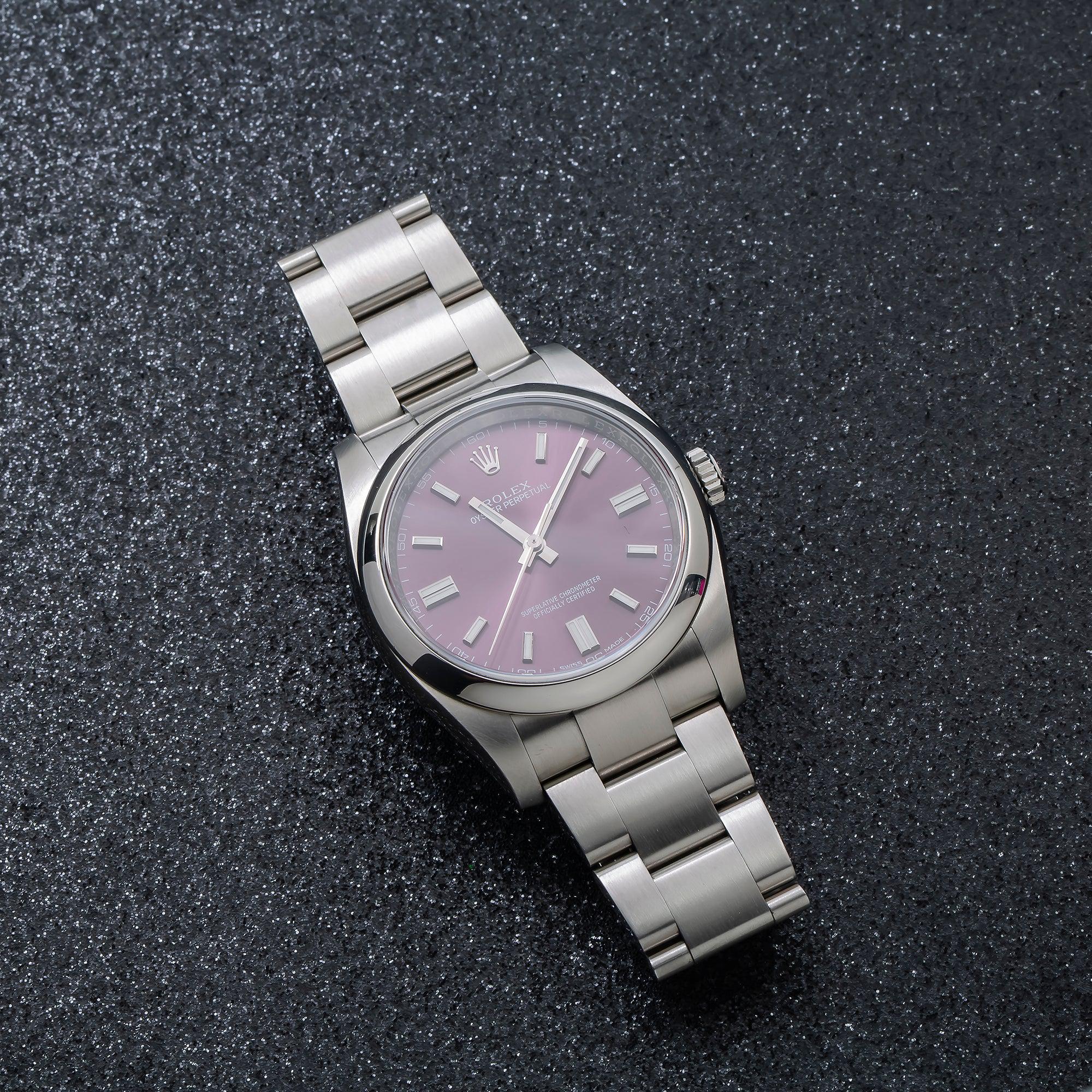Rolex Oyster Perpetual 116000 36MM Red Grape Dial With Stainless Steel Oyster Bracelet