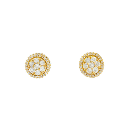 10K GOLD ROUND DIAMOND CLUSTER EARRINGS 0.93 CTW