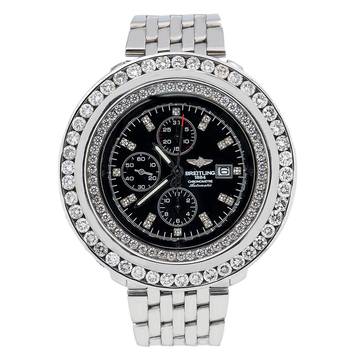Breitling Navitimer World A24322 46MM Black Diamond Dial With 10.80 CT Diamonds