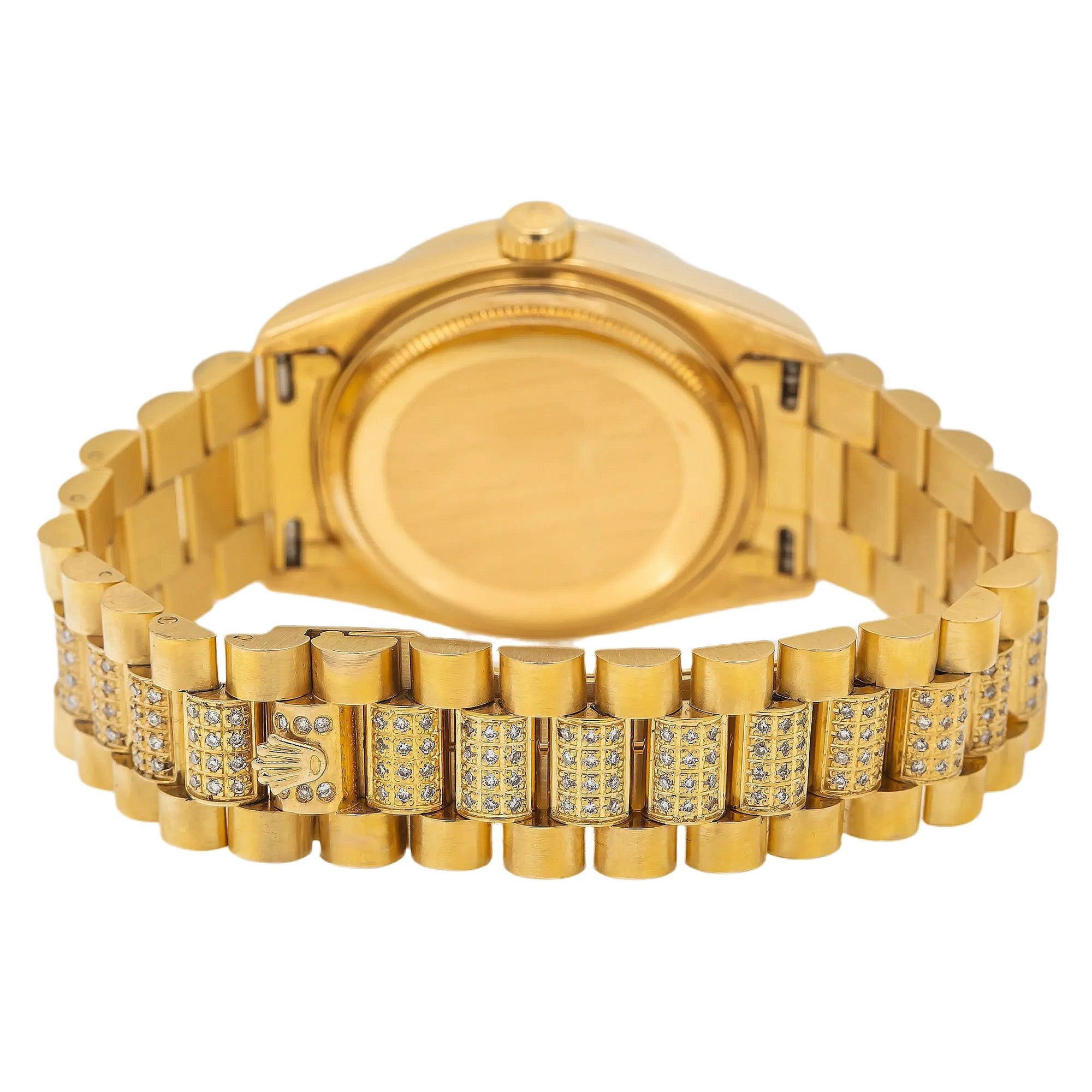 Rolex Day-Date 18038 36MM Champagne Diamond Dial With Yellow Gold Diamond Bezel