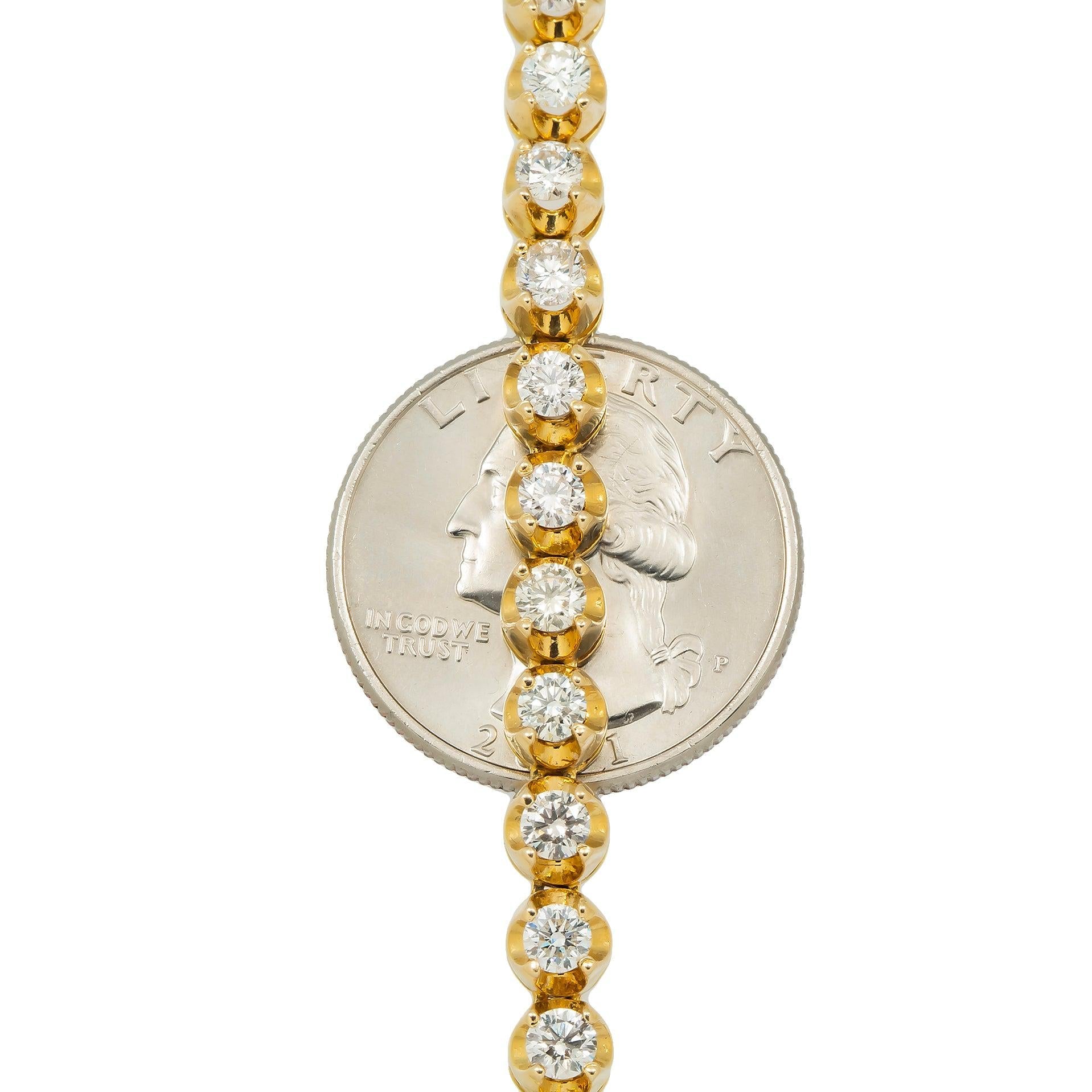 14K GOLD ROUND DIAMOND TENNIS CHAIN 15.00 CT