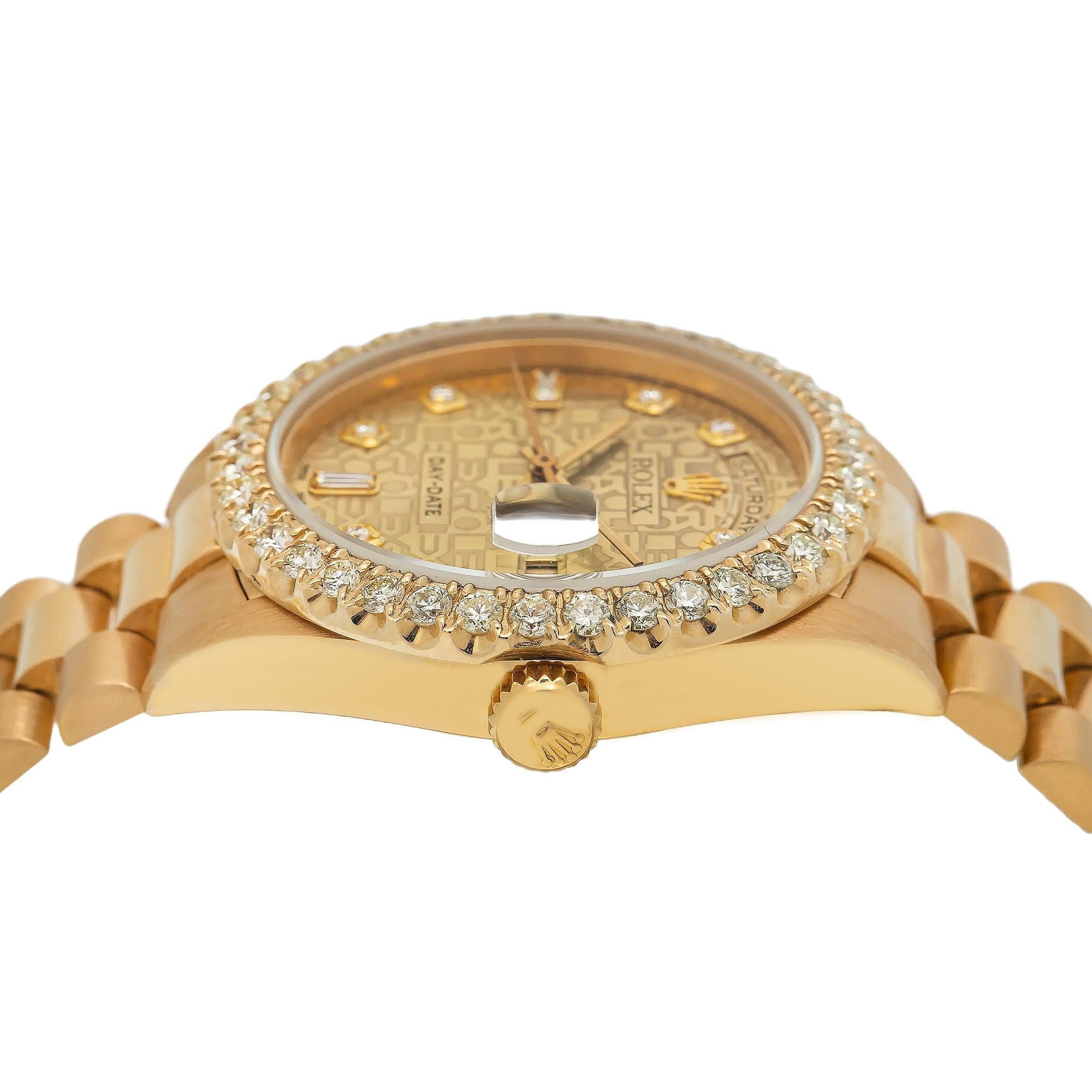 Rolex Day-Date 18238 36MM Diamond Dial With Yellow Gold Diamond Bezel
