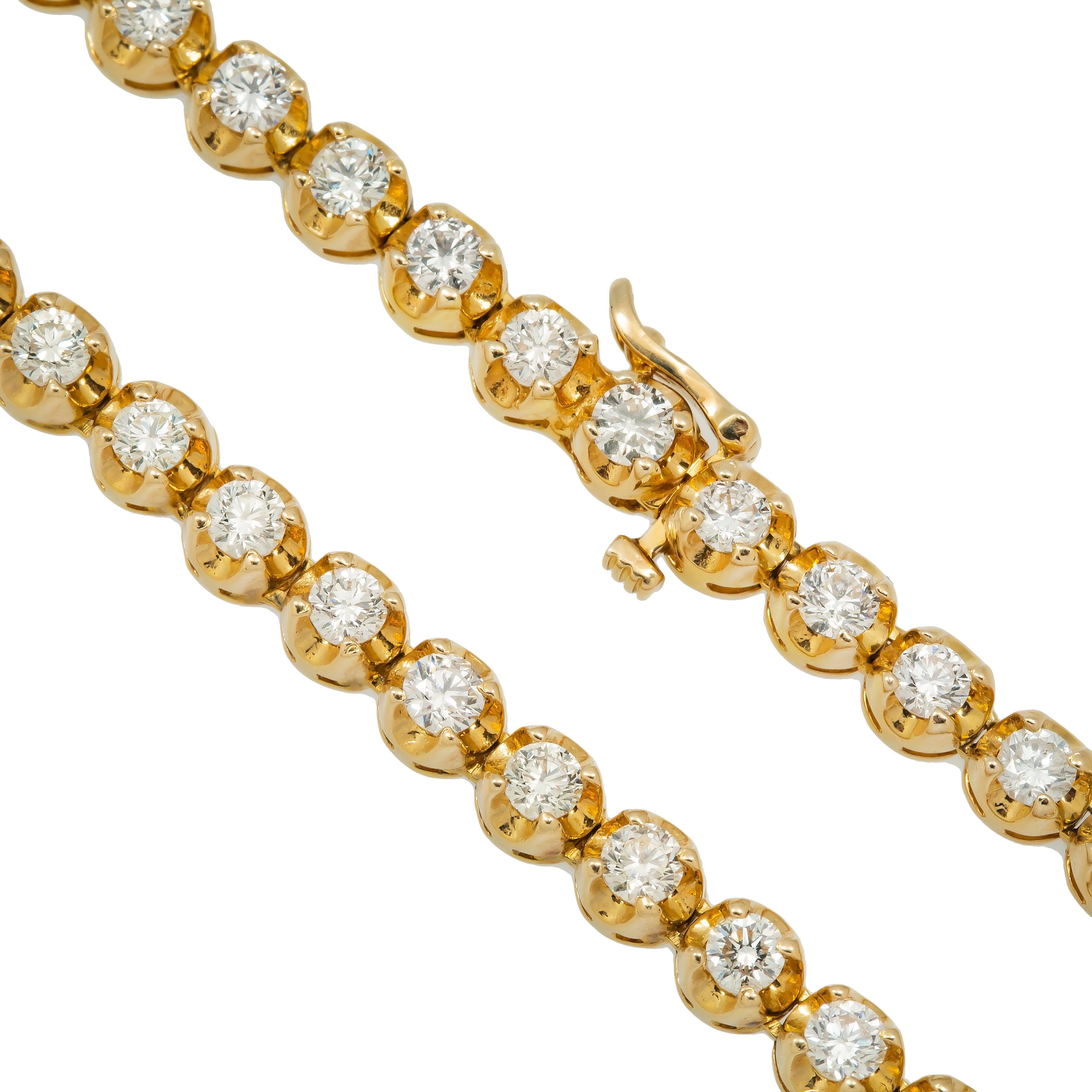 14K GOLD ROUND DIAMOND TENNIS CHAIN 15.00 CT