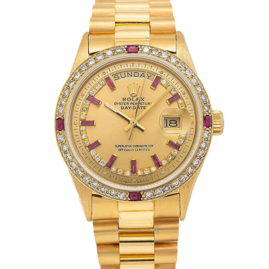 Rolex Day-Date 18013 36MM Diamond Gemstone Dial And Bezel With Presidential Bracelet