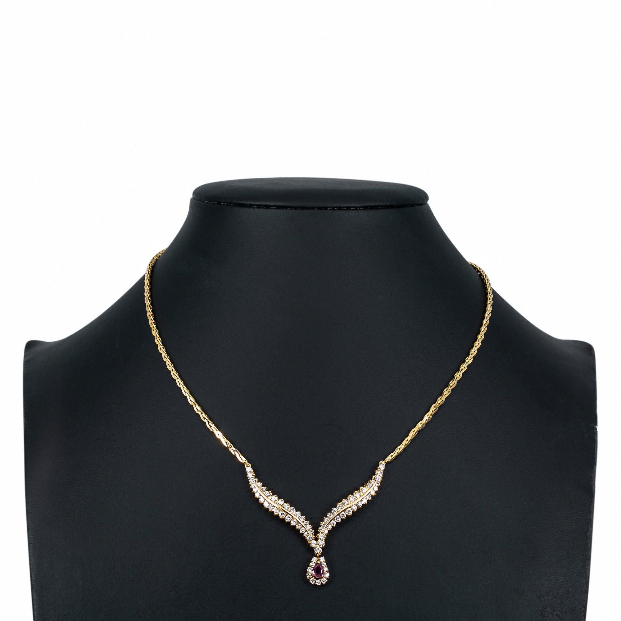 14K Yellow Gold Diamond Necklace 18"