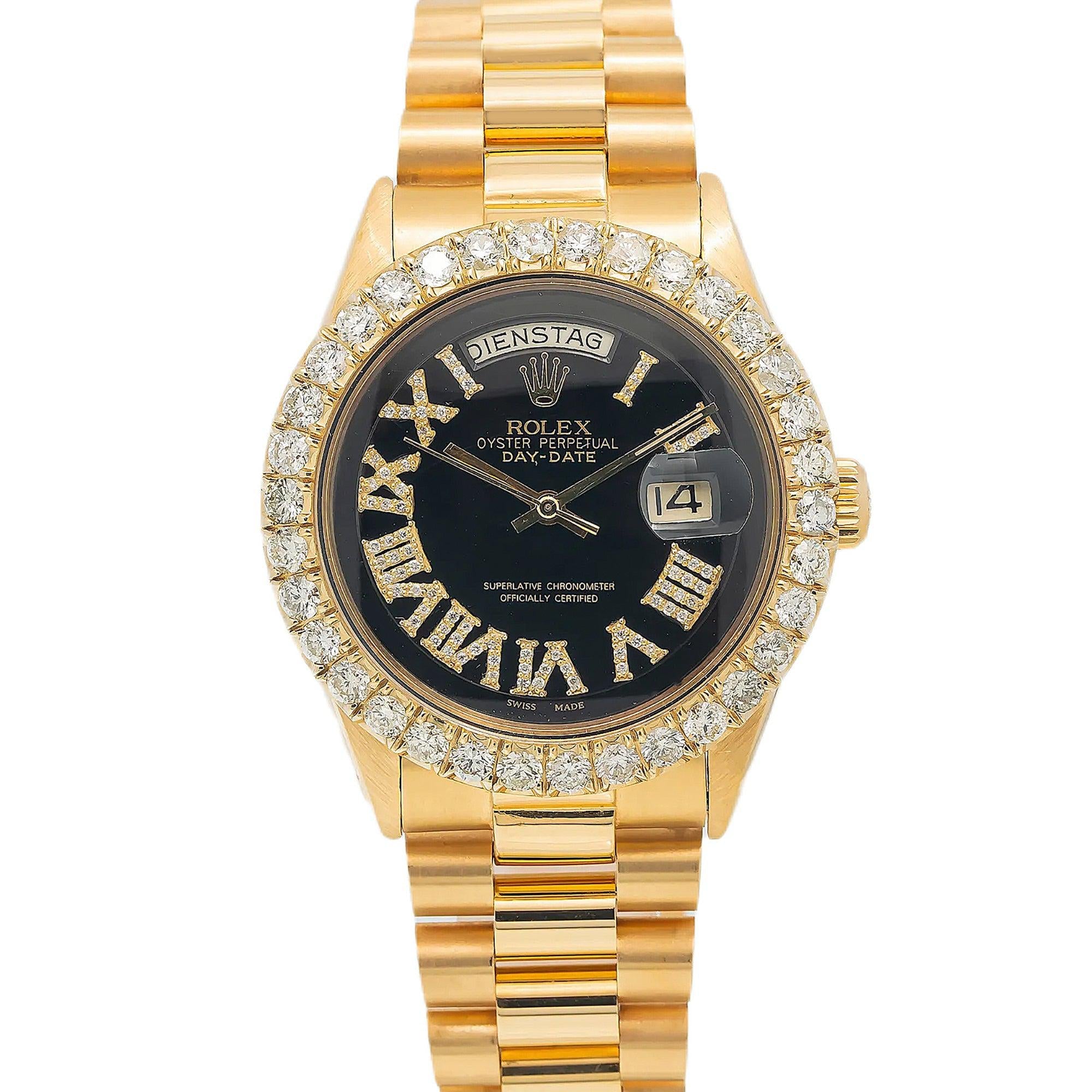 Rolex Day-Date 1803 36MM Black Diamond Dial With Diamond Bezel