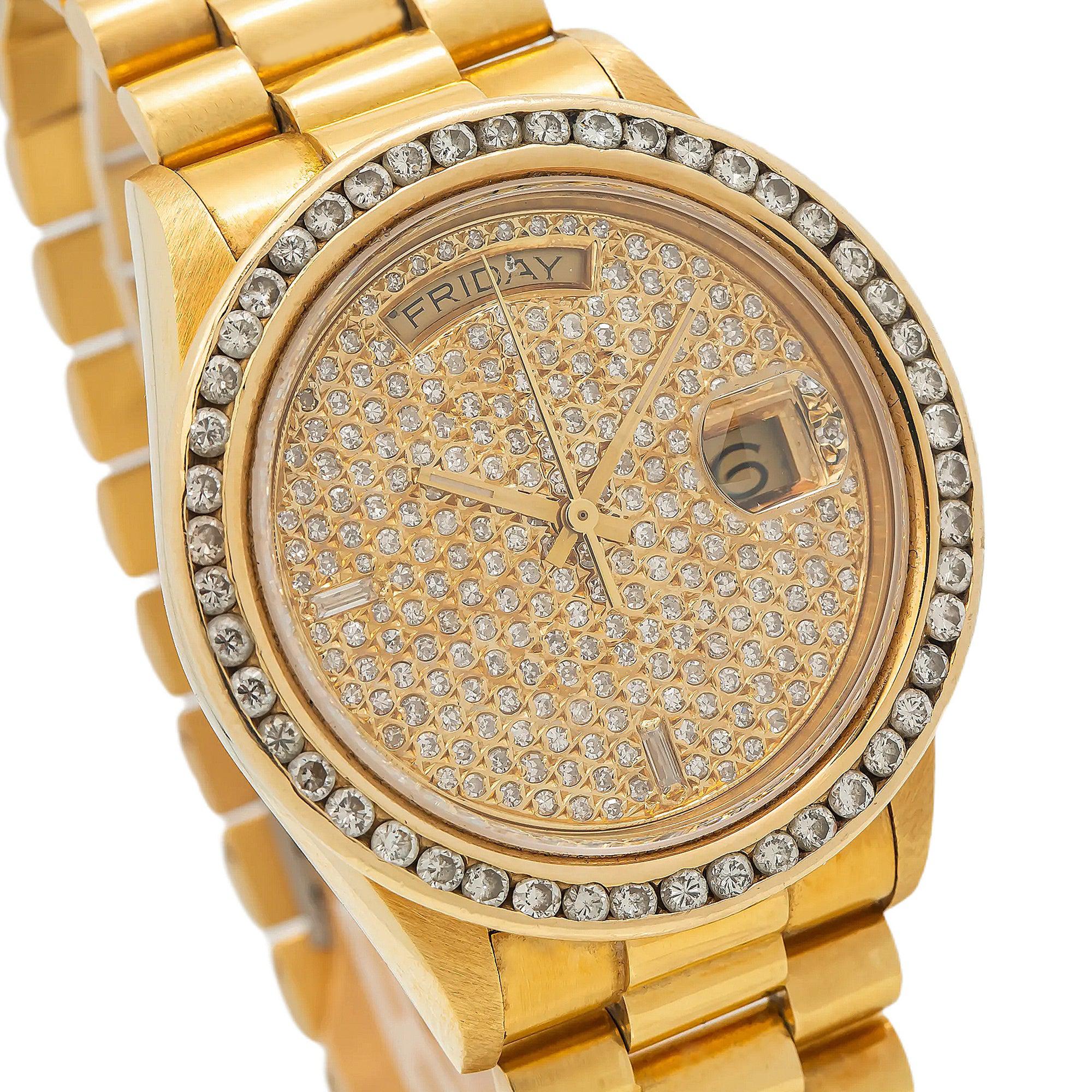 Rolex Day-Date 18038 36MM Diamond Dial With Yellow Gold Diamond Bezel