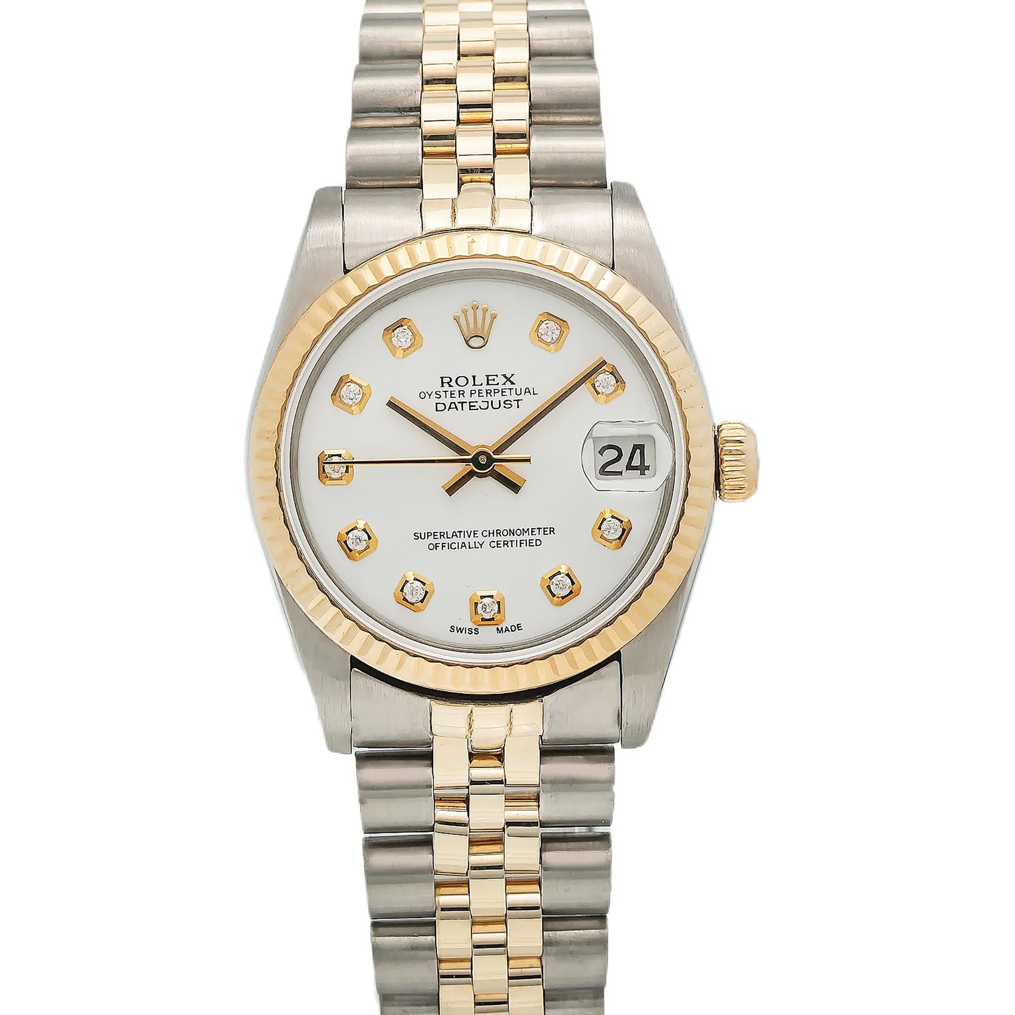 Rolex Datejust 16013 36MM White Diamond Dial With Two Tone Bracelet