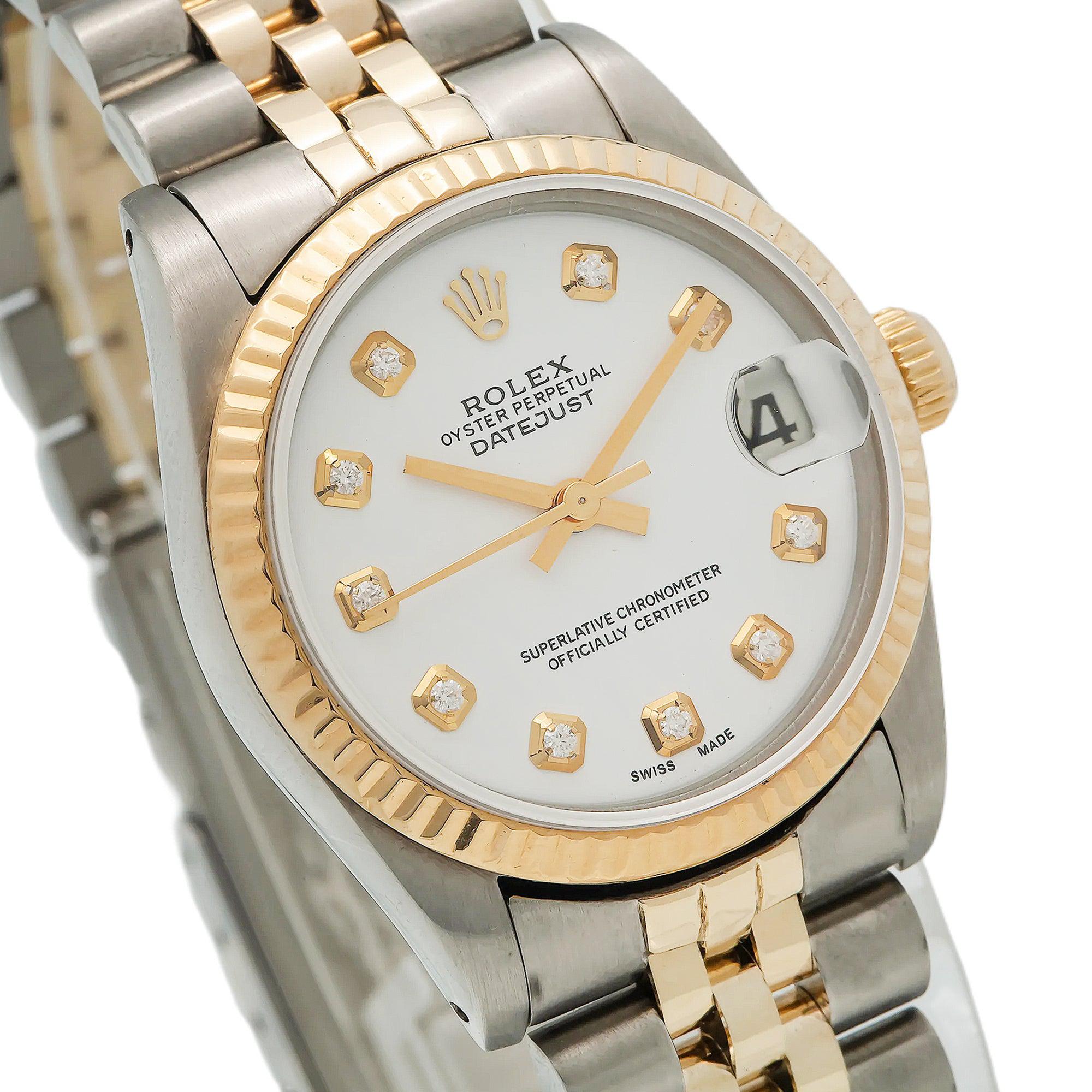 Rolex Datejust 16013 36MM White Diamond Dial With Two Tone Bracelet