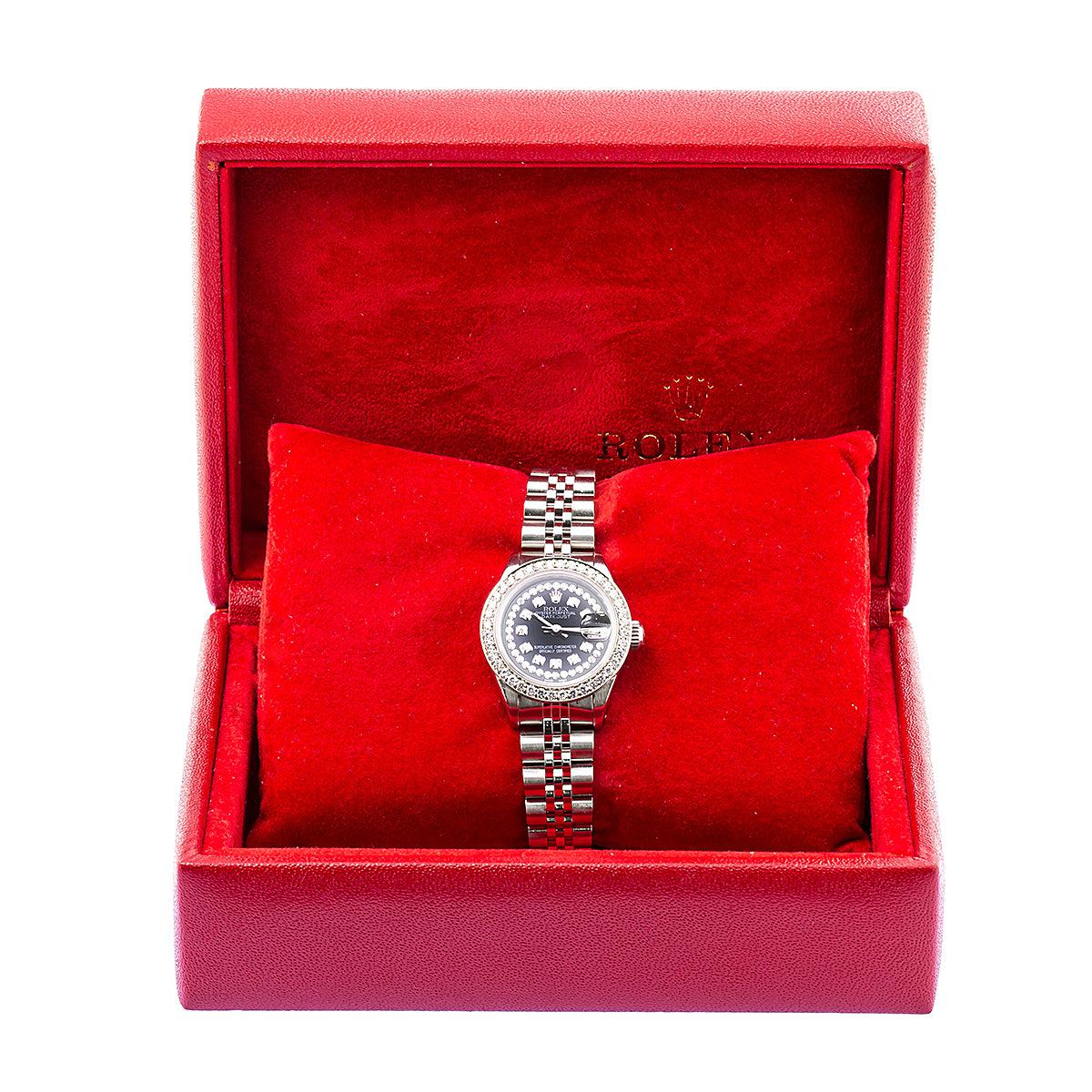 Rolex Datejust Ladies Diamond Watch, 26mm, Black Diamond Dial And Diamond Bezel 1.2 CT Of Diamonds