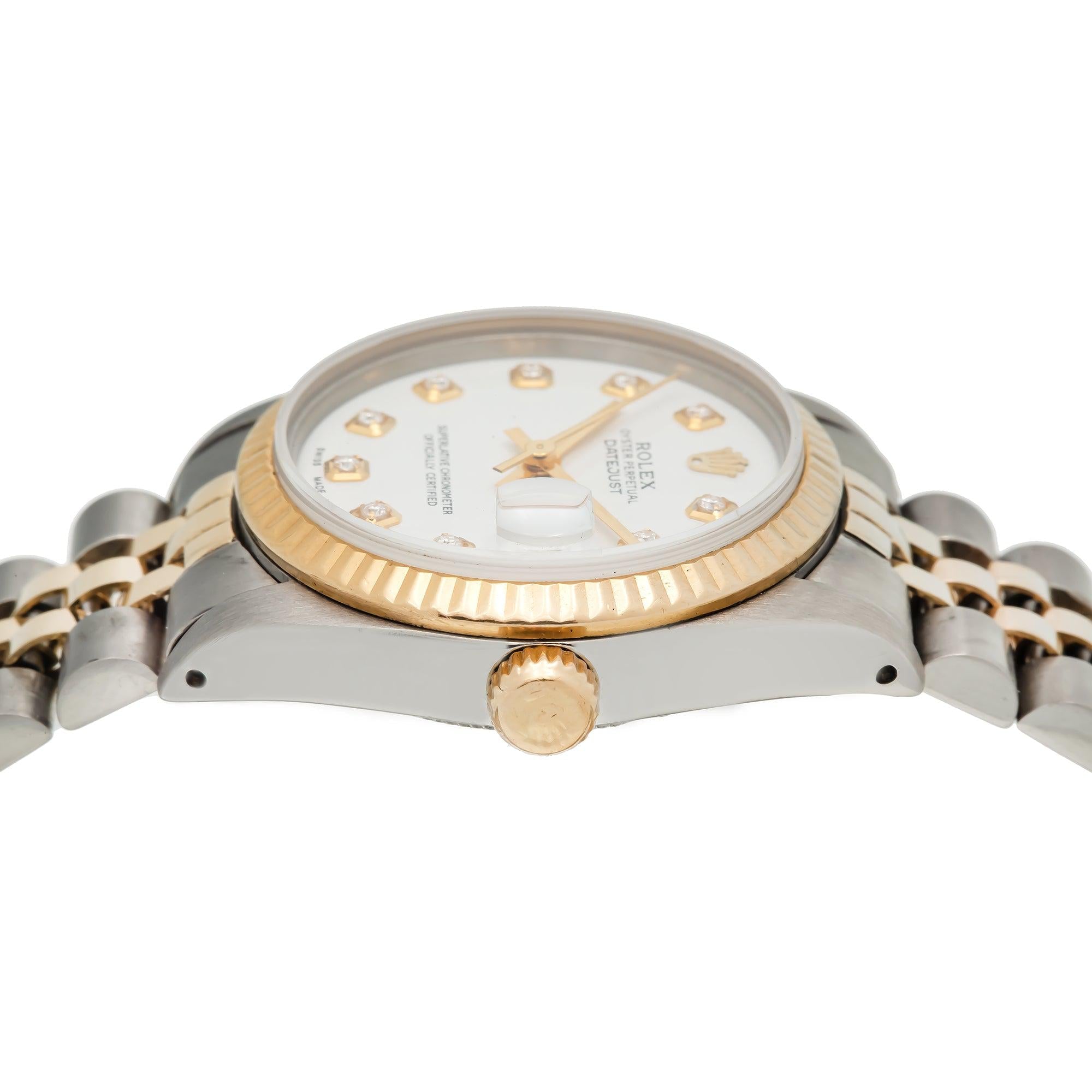 Rolex Datejust 16013 36MM White Diamond Dial With Two Tone Bracelet