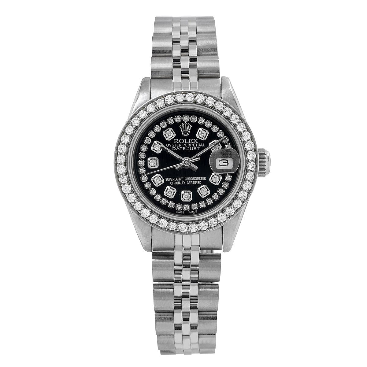 Rolex Datejust Ladies Diamond Watch, 26mm, Black Diamond Dial And Diamond Bezel 1.2 CT Of Diamonds