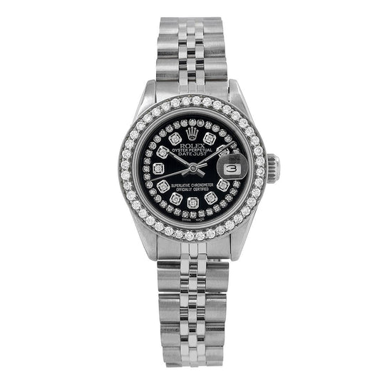 Rolex Datejust Ladies Diamond Watch, 26mm, Black Diamond Dial And Diamond Bezel 1.2 CT Of Diamonds